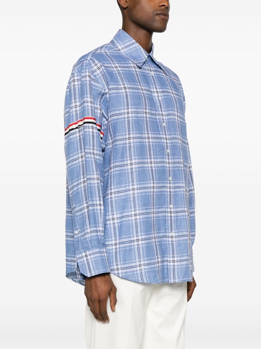 RWB stripe checked linen shirt - 3