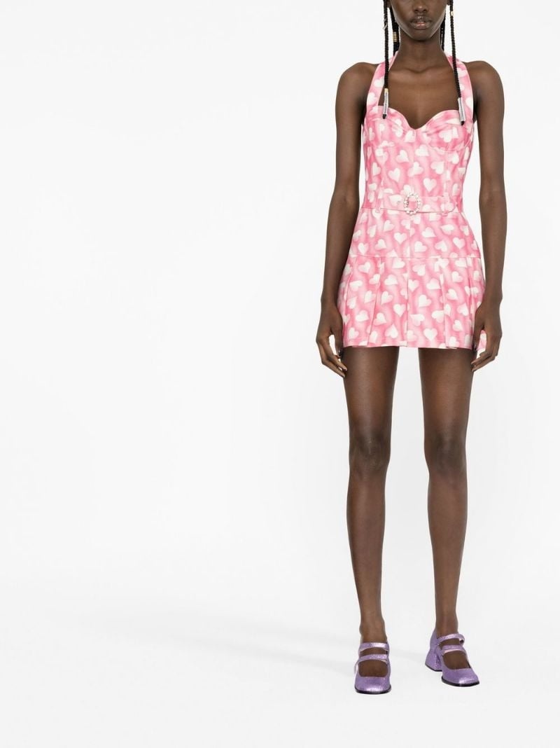 hear-print halterneck minidress - 2