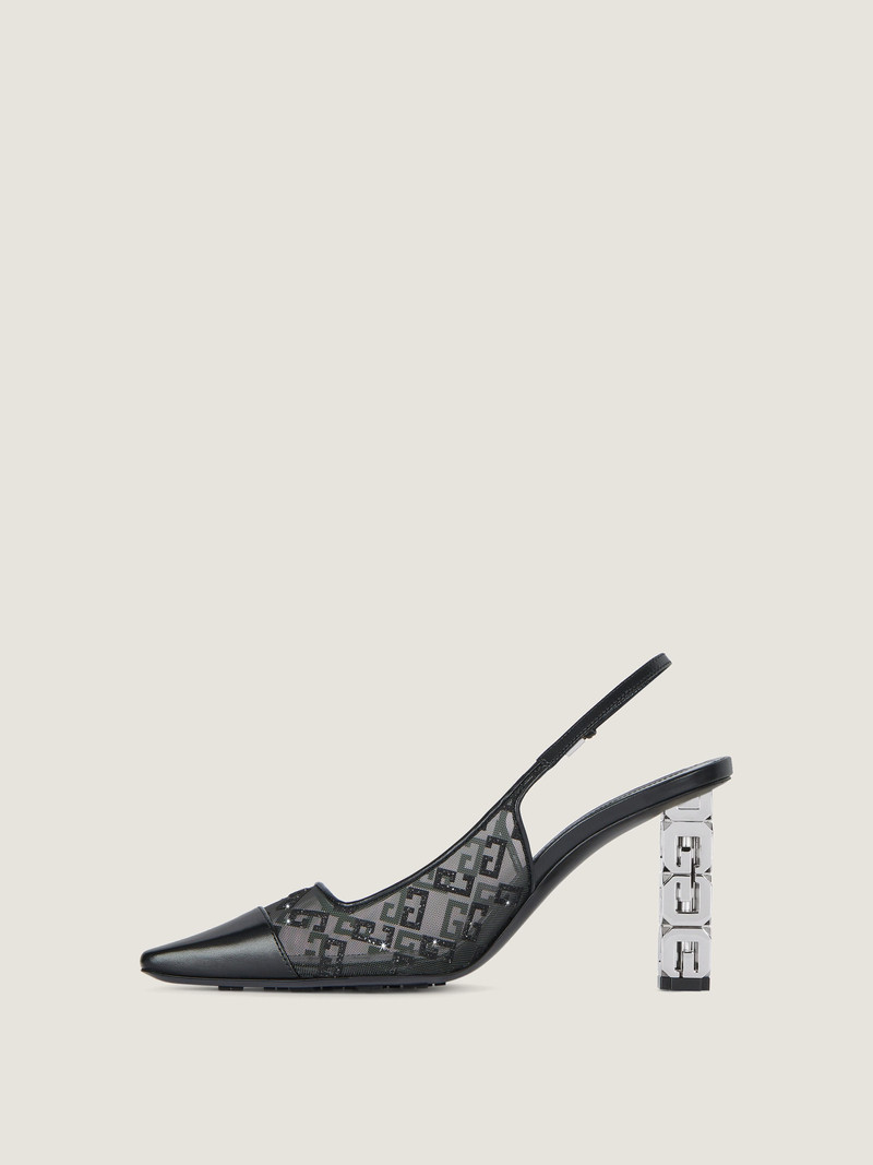 G CUBE SLINGBACKS IN MONOGRAM 72 MESH WITH LUREX 2