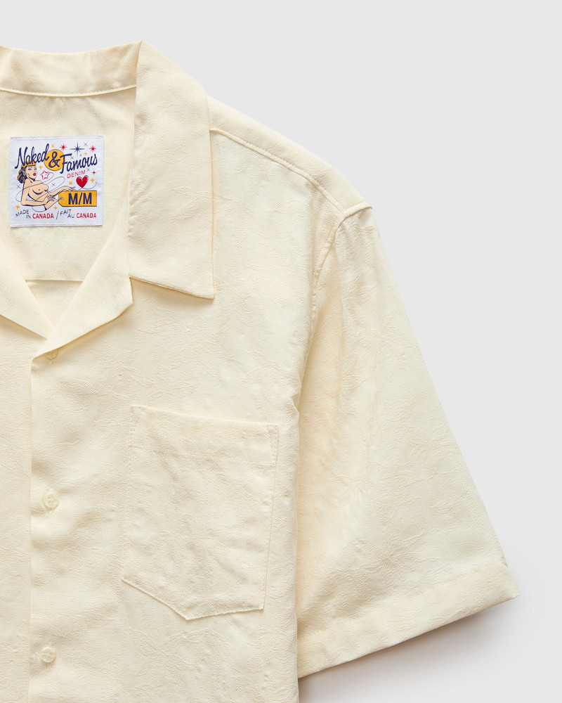 "Jungle Jacquard" Aloha Shirt in White 6
