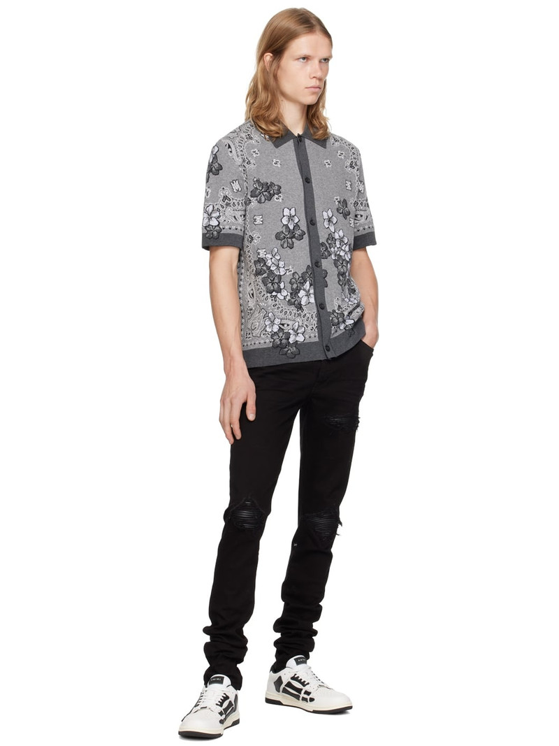 AMIRI Gray Bandana Floral Polo outlook