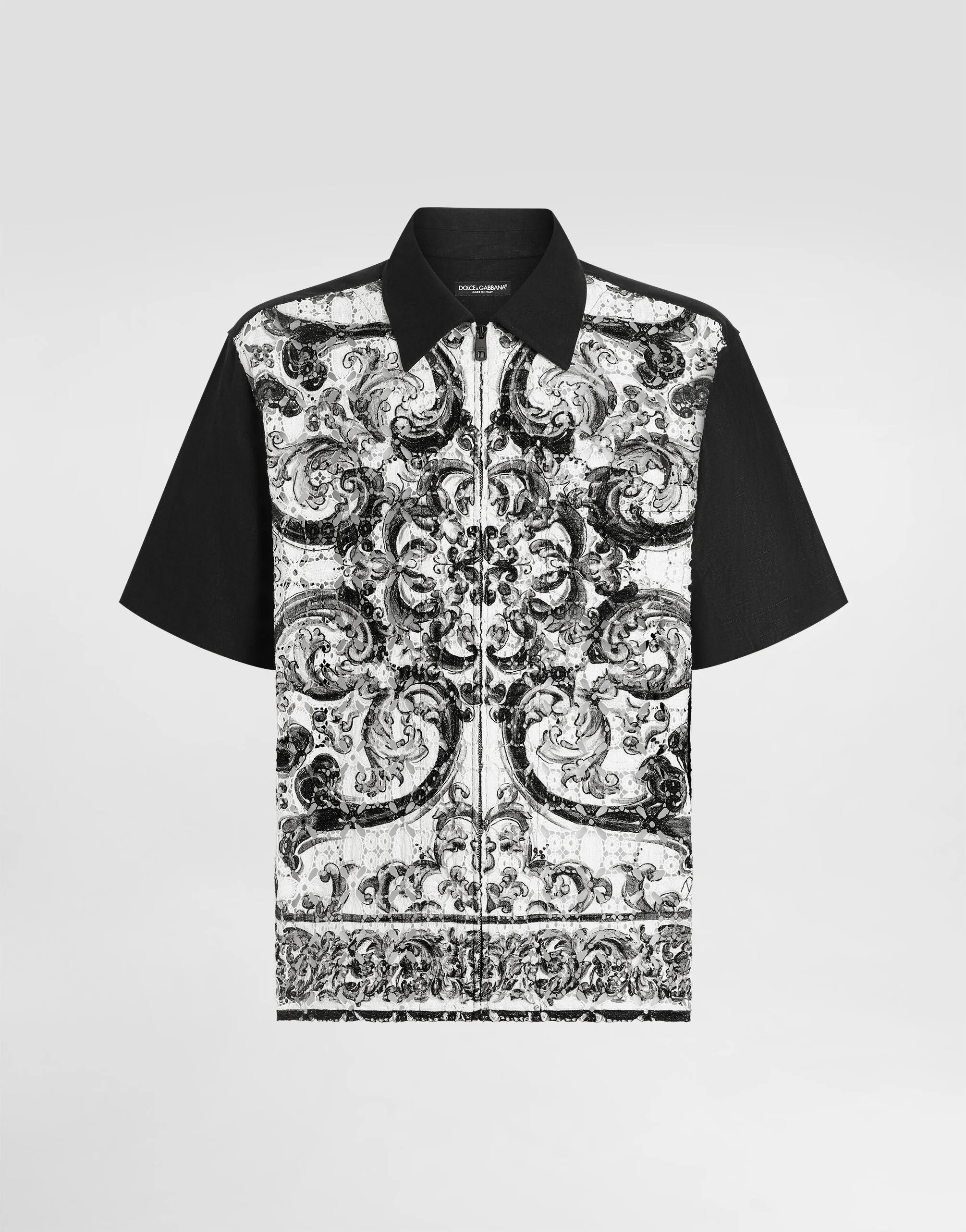 Majolica-print hawaii crochet lace shirt - 1