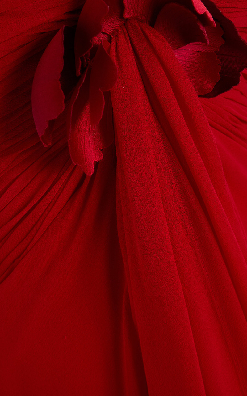 Embroidered Silk Chiffon Gown red 6