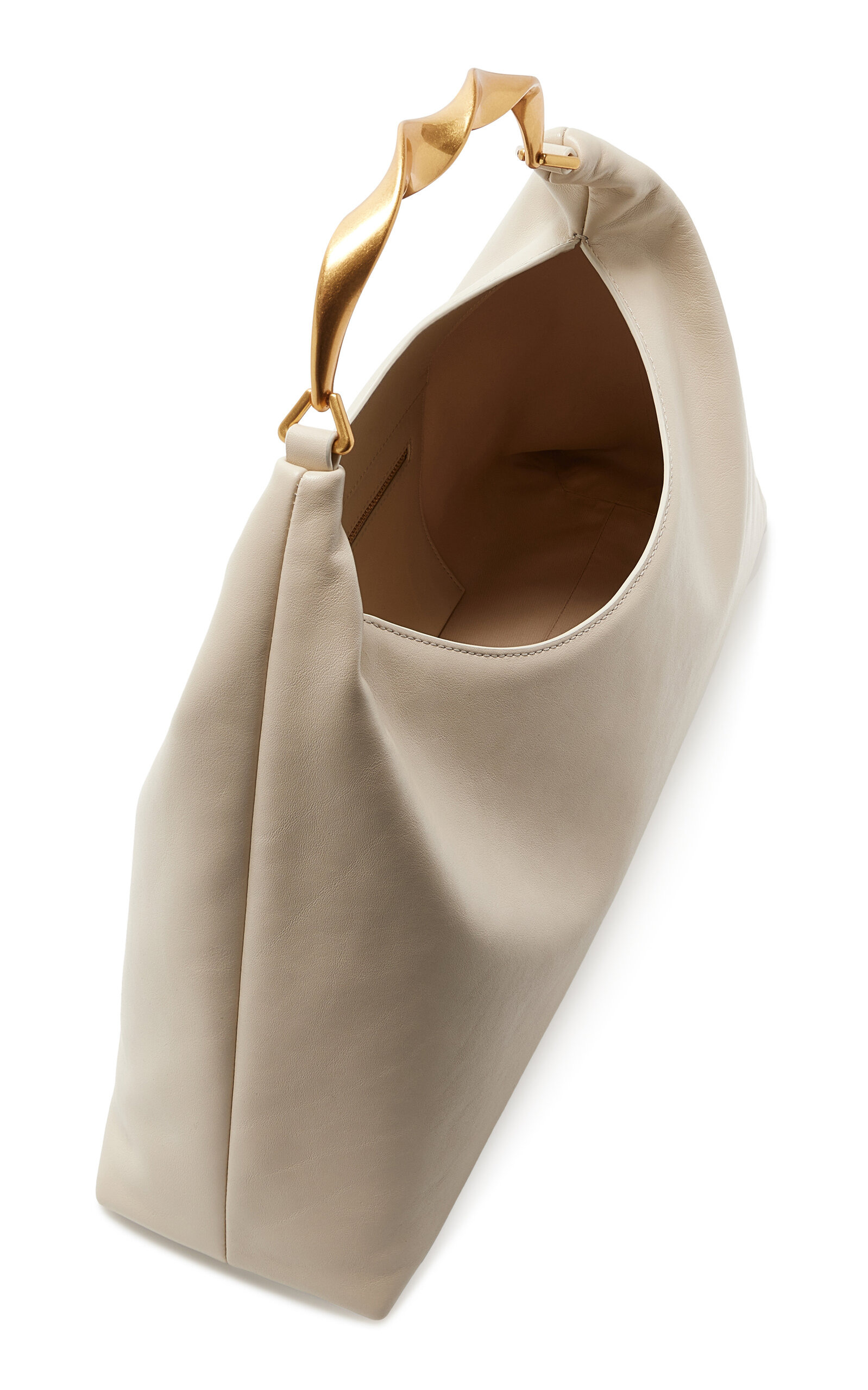 Twist Handle Leather Hobo Bag neutral - 5