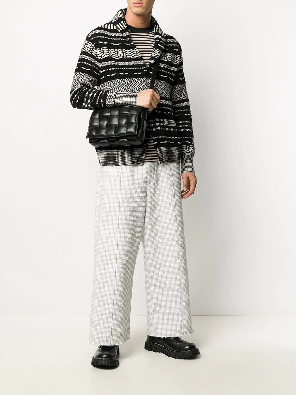 geometric wool knit cardigan - 2