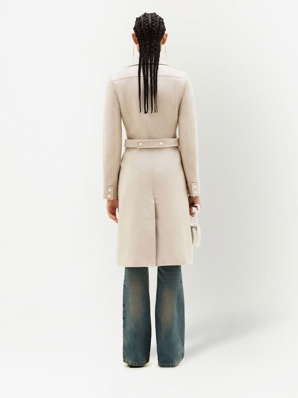 logo-patch trench coat - 4