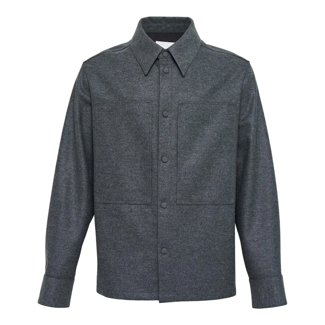 Wool Melton Long Sleeve Shirt - 1