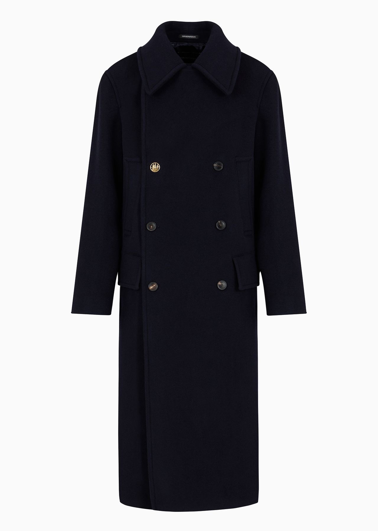 Double-breasted, wool cloth coat with gold buttons - 1