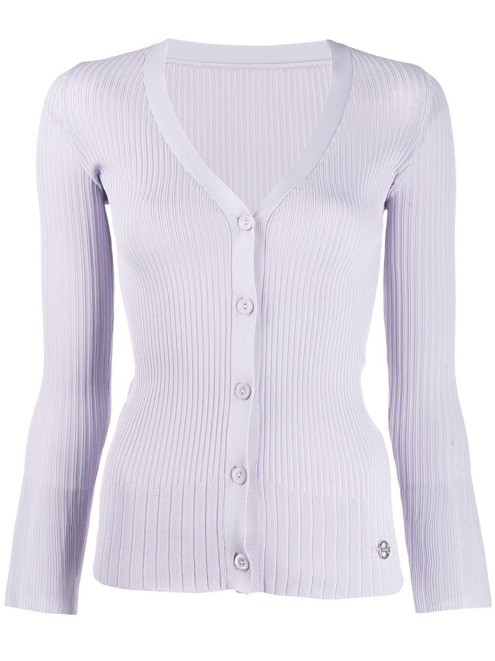 ribbed button-up cardigan - 1