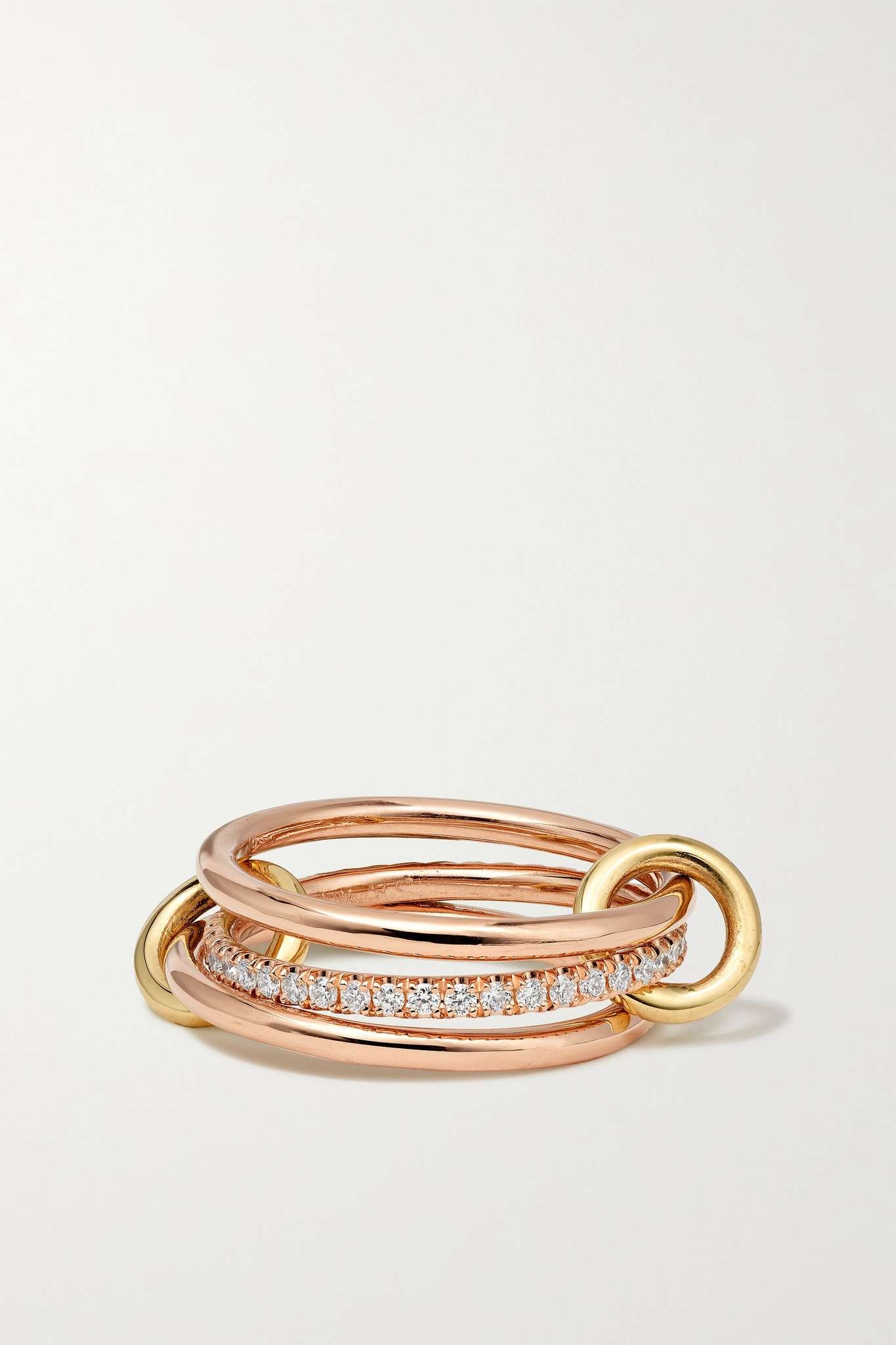 Sonny set of three 18-karat yellow and rose gold and diamond rings - 3