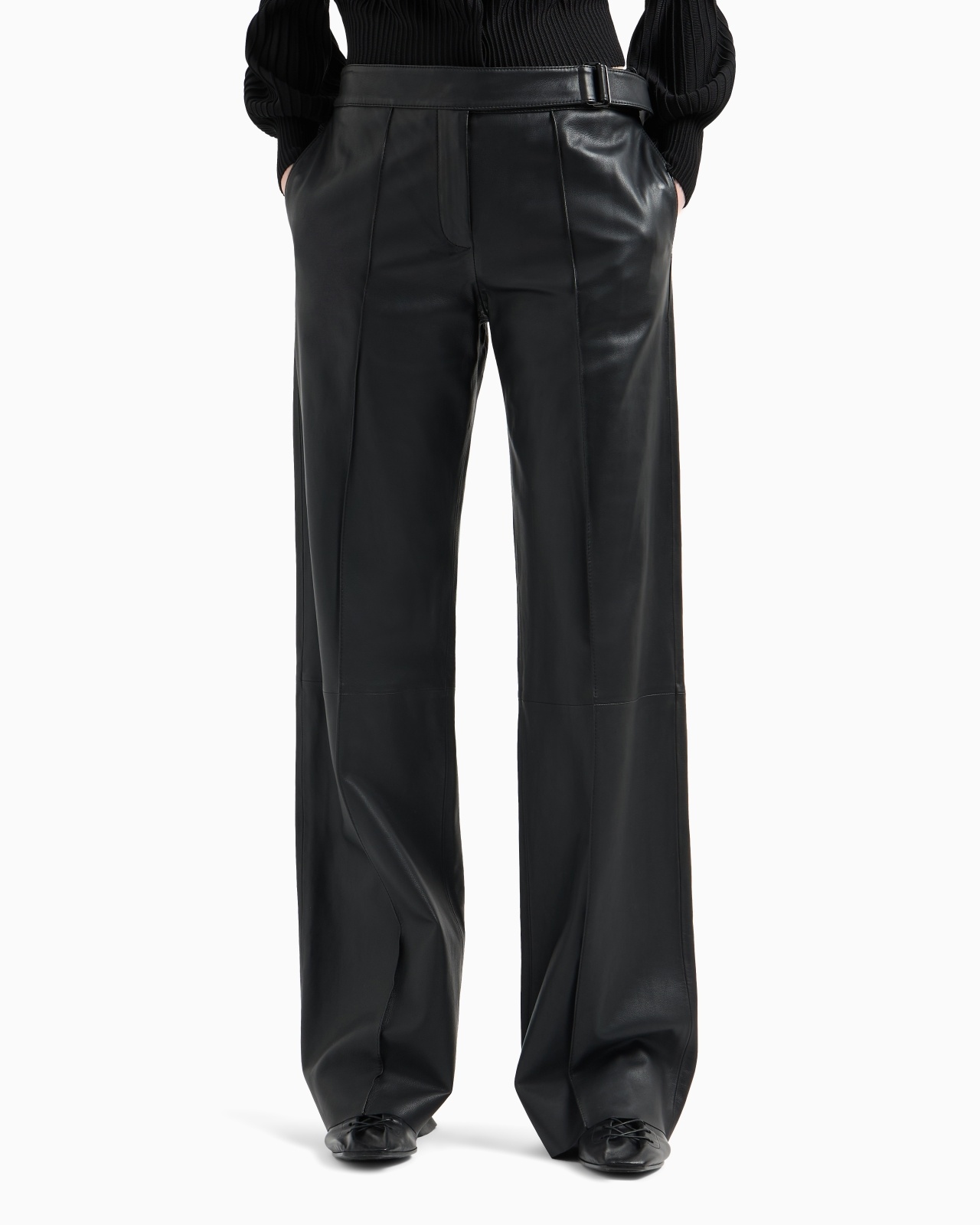 GLOVE-QUALITY LAMBSKIN NAPPA LEATHER PALAZZO TROUSERS - 4
