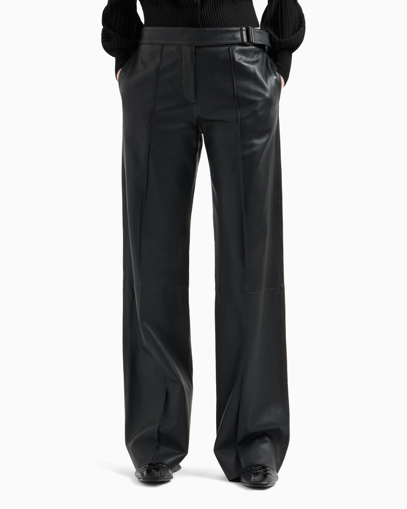 EMPORIO ARMANI GLOVE-QUALITY LAMBSKIN NAPPA LEATHER PALAZZO TROUSERS outlook