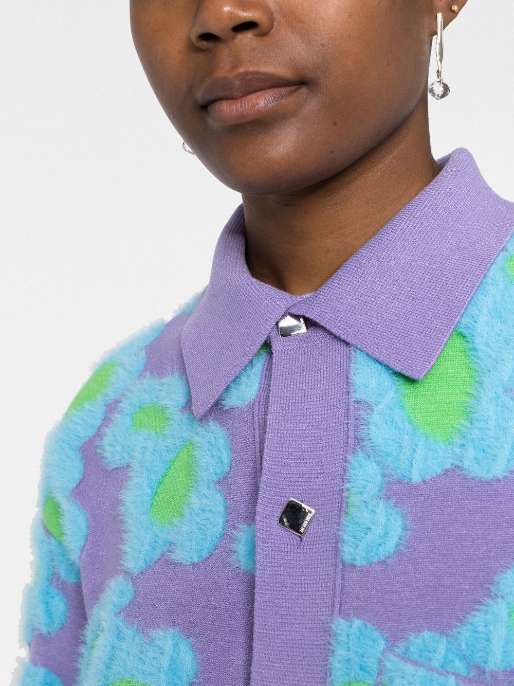 floral-patterned collared cardigan - 3