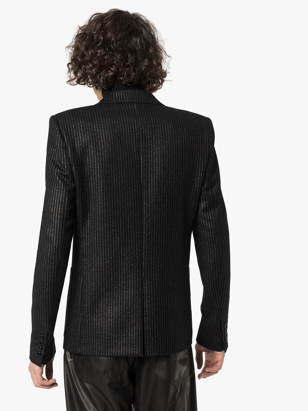 metallic pinstripe double-breasted blazer - 4