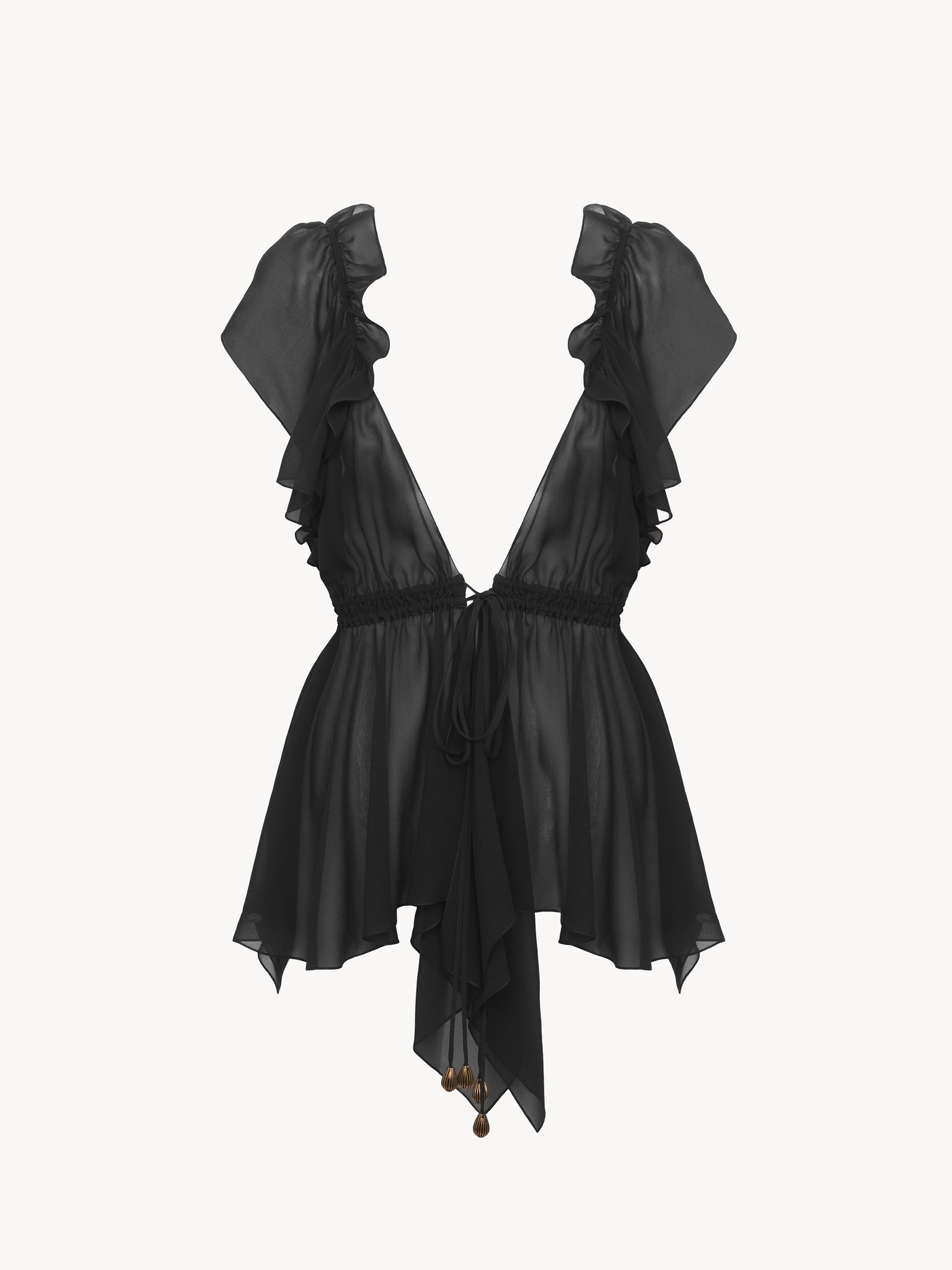 GATHERED CAMISOLE TOP IN SILK GEORGETTE - 2