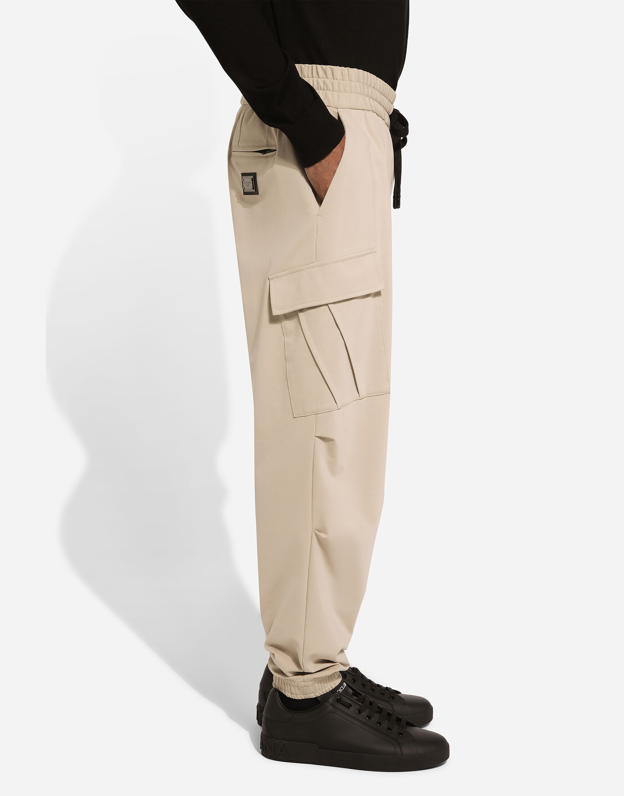 Stretch cotton cargo pants with tag - 4