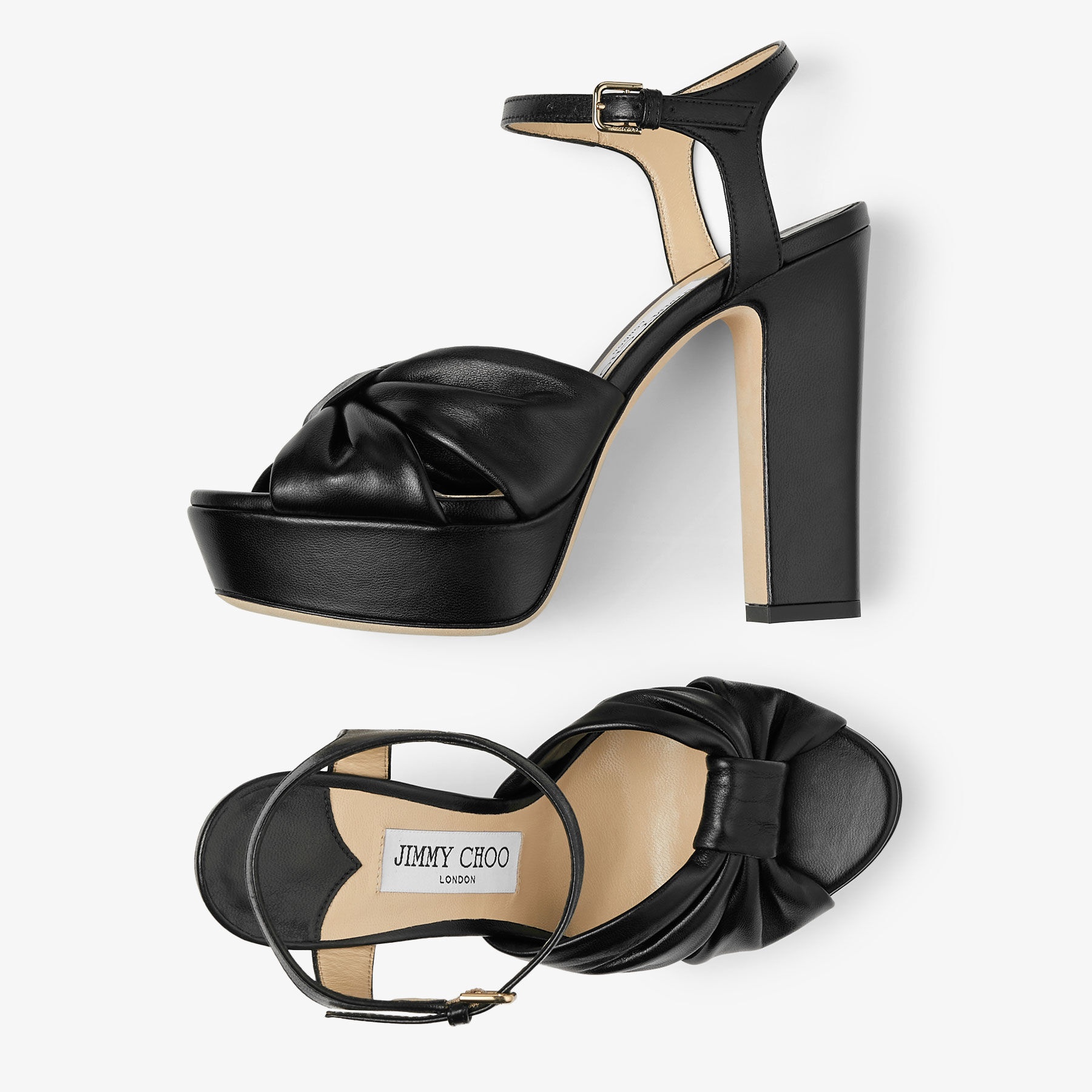 Heloise 120
Black Nappa Leather Platform Sandals - 5
