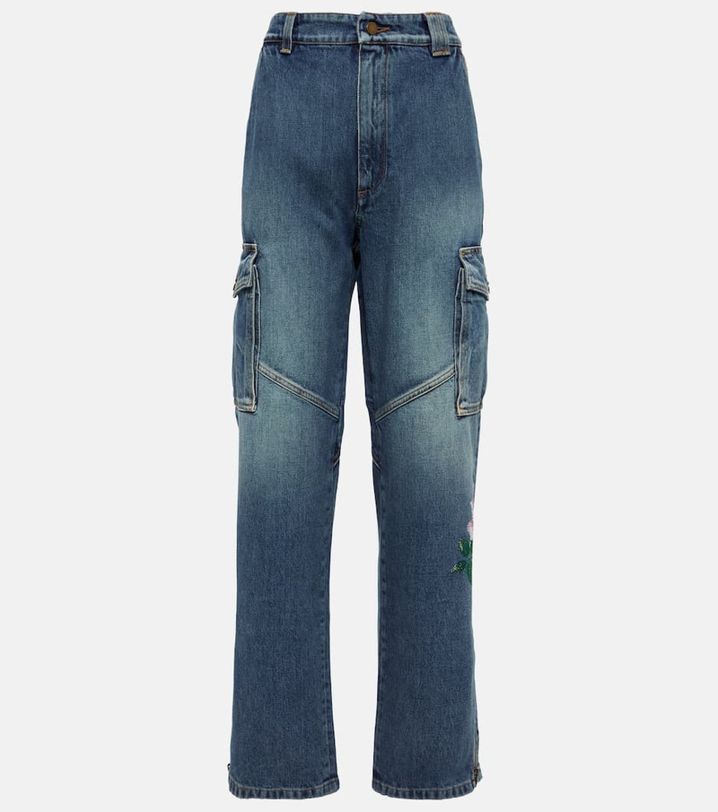 rhinestone-embellished jeans - 1