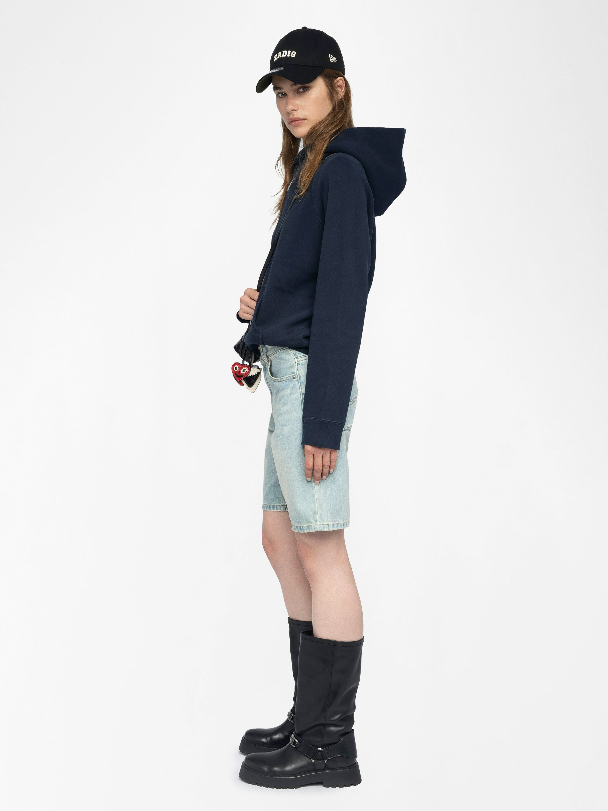 Georgy Hooded Embellished Sweatshirt in Navy - 4