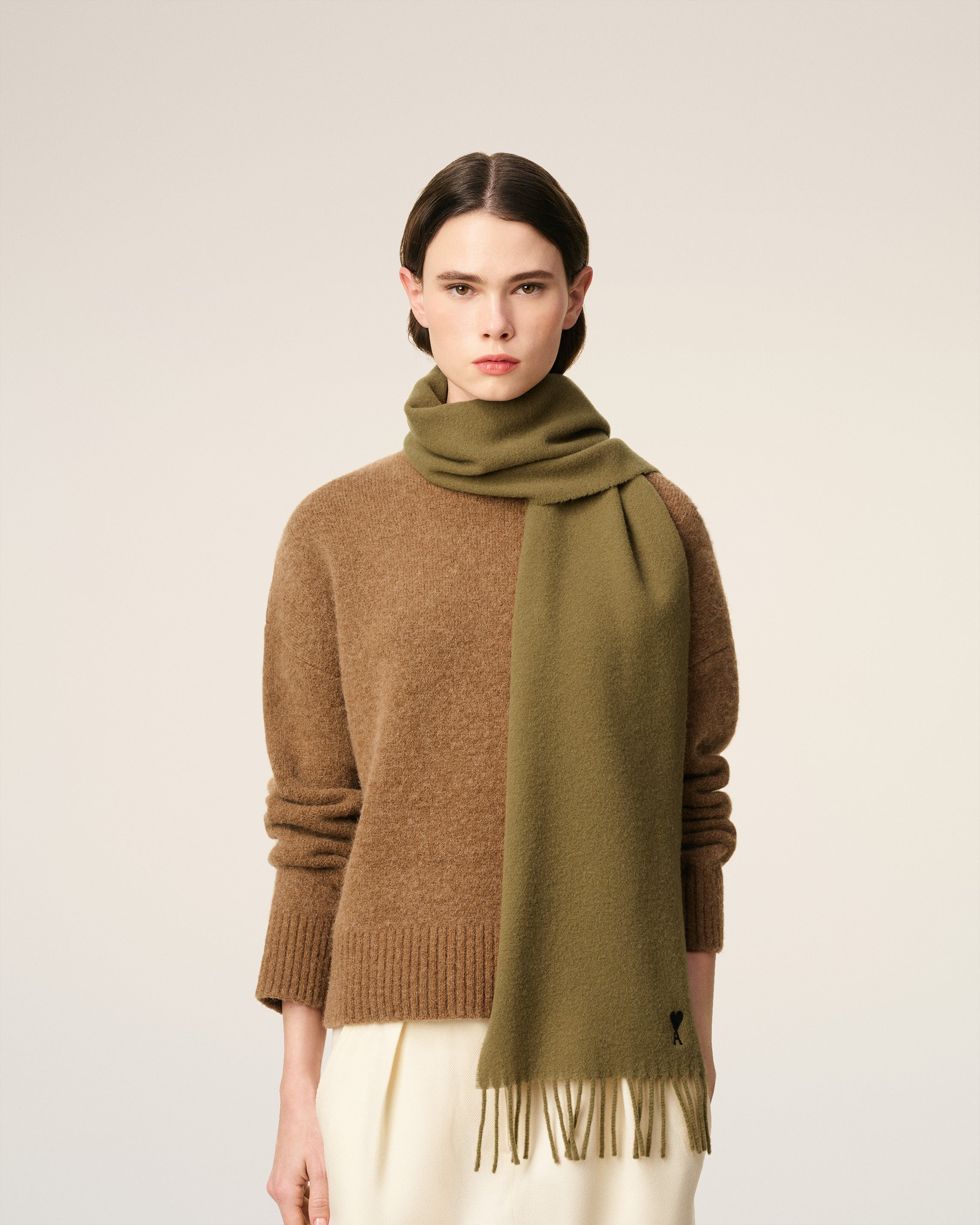 GREEN WOOL  AMI DE COEUR SCARF - 2