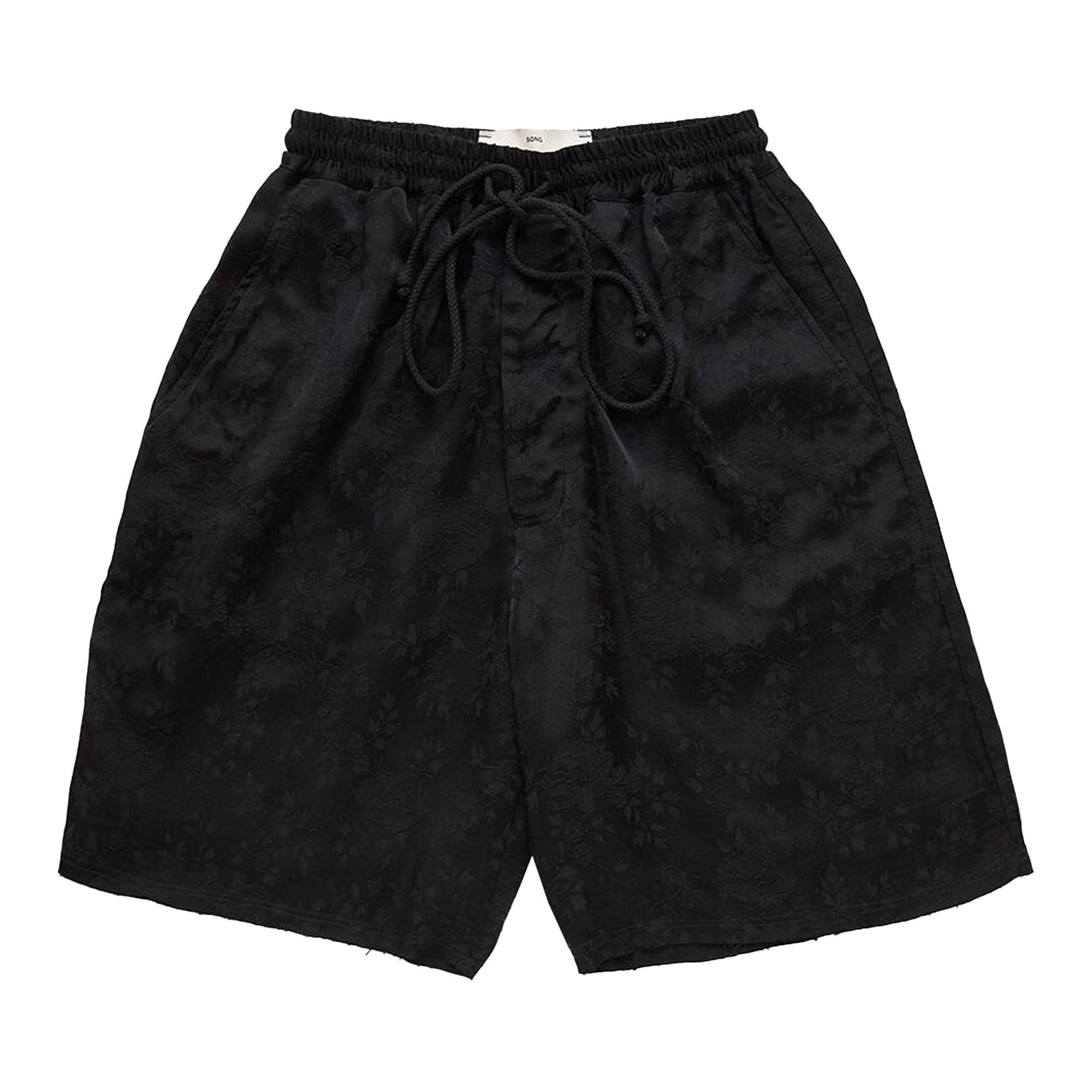 Song for the Mute Raw Lined Elasticated Shorts 'Black' - 1