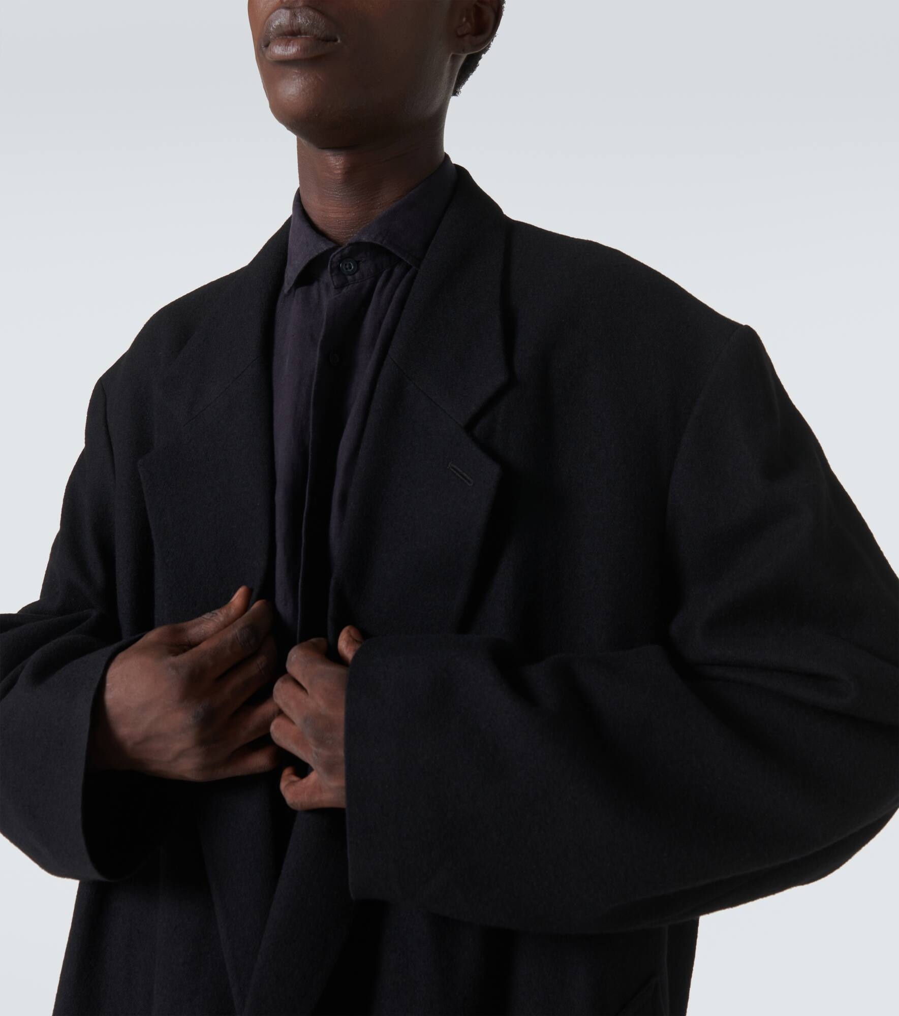 Oversized virgin wool twill overcoat - 5