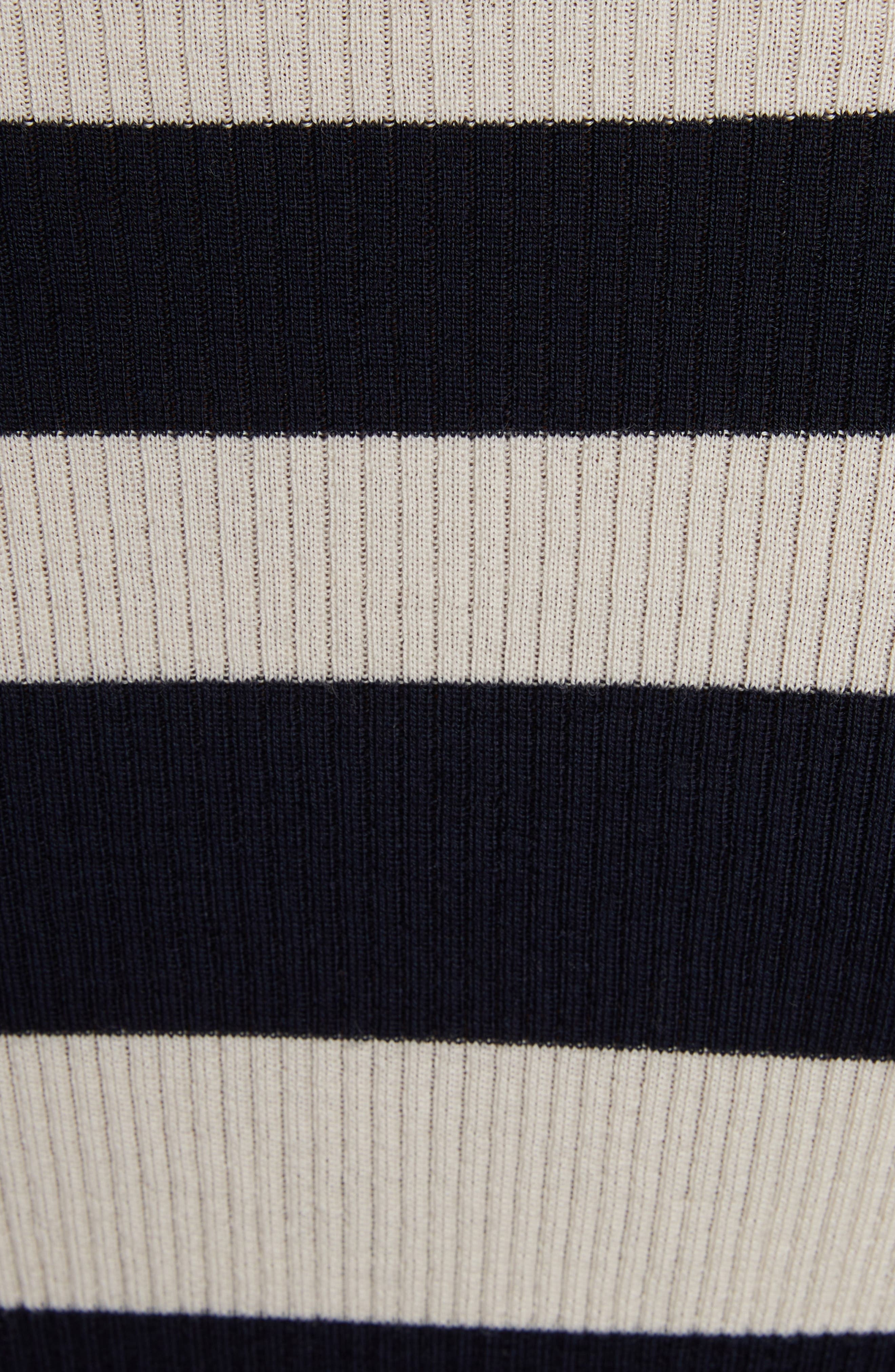 Moncler Stripe Virgin Wool Rib Mock Neck Sweater in White/Blue at Nordstrom - 5