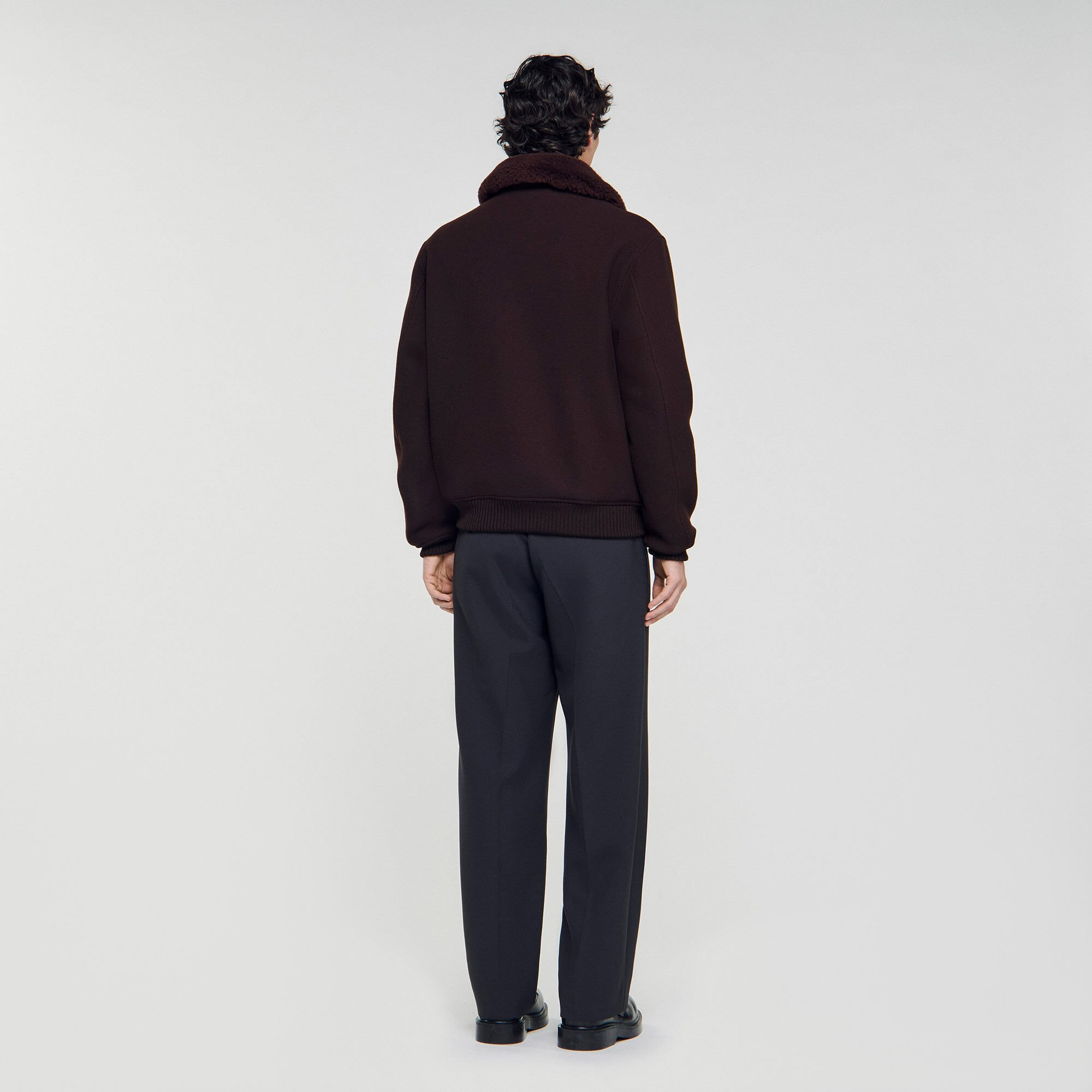 WOOL AVIATOR JACKET WITH SHEARLING - 5