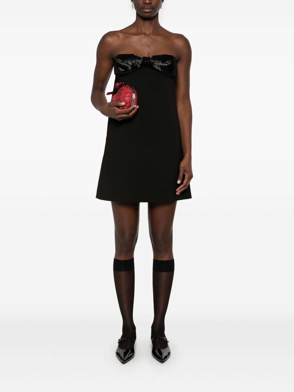 crepe bandeau mini dress - 2