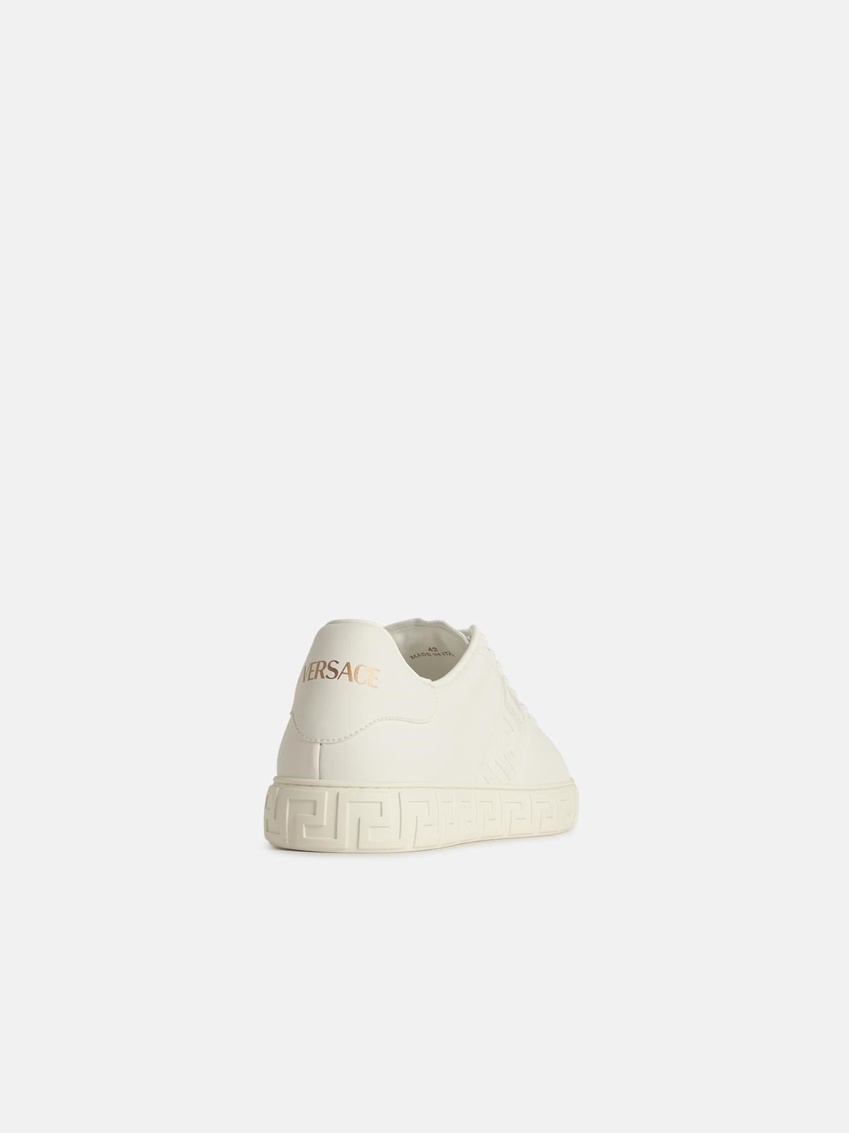 'GRECA' WHITE LEATHER SNEAKERS - 3