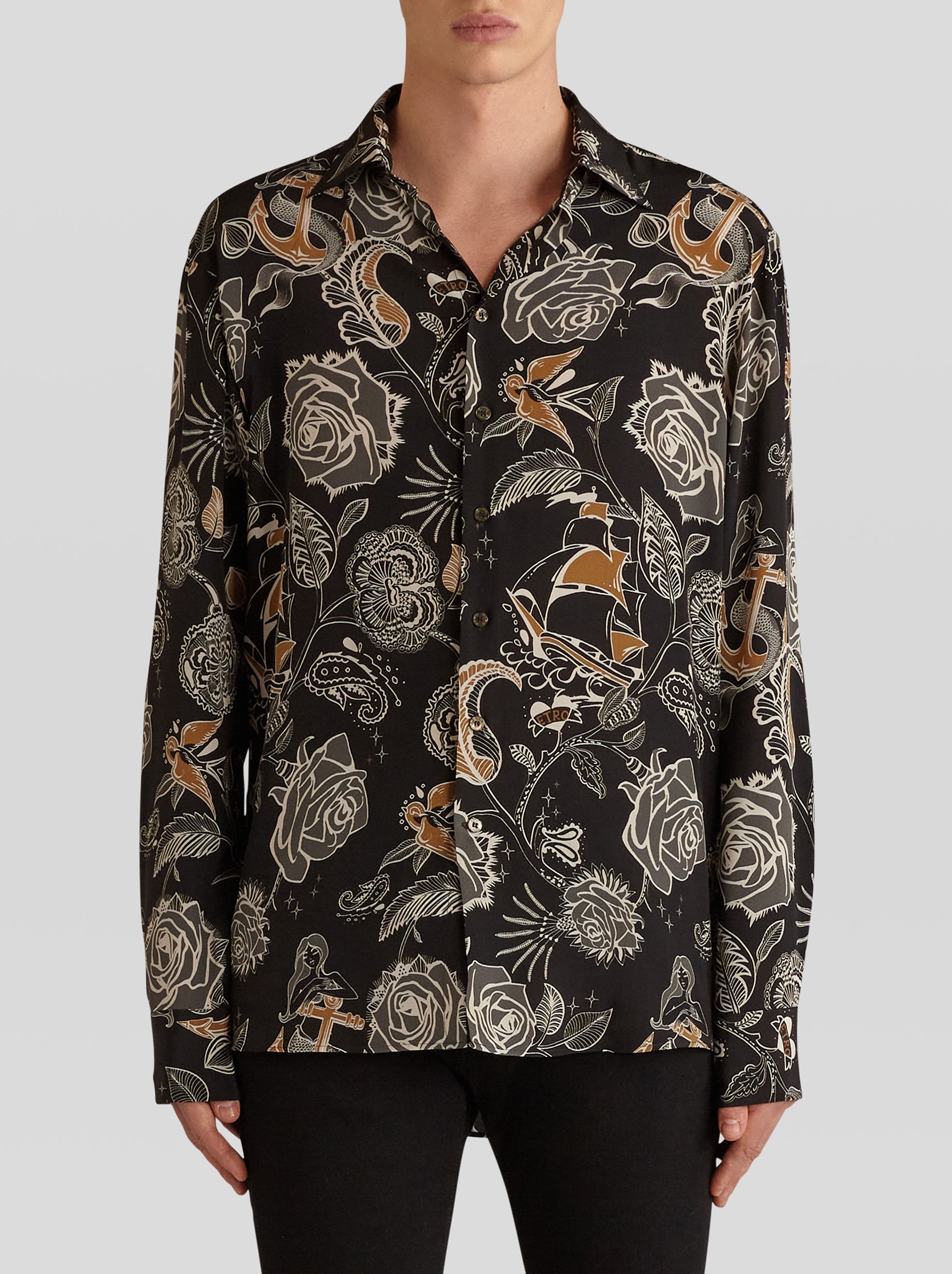 TATTOO PRINT SILK SHIRT - 2