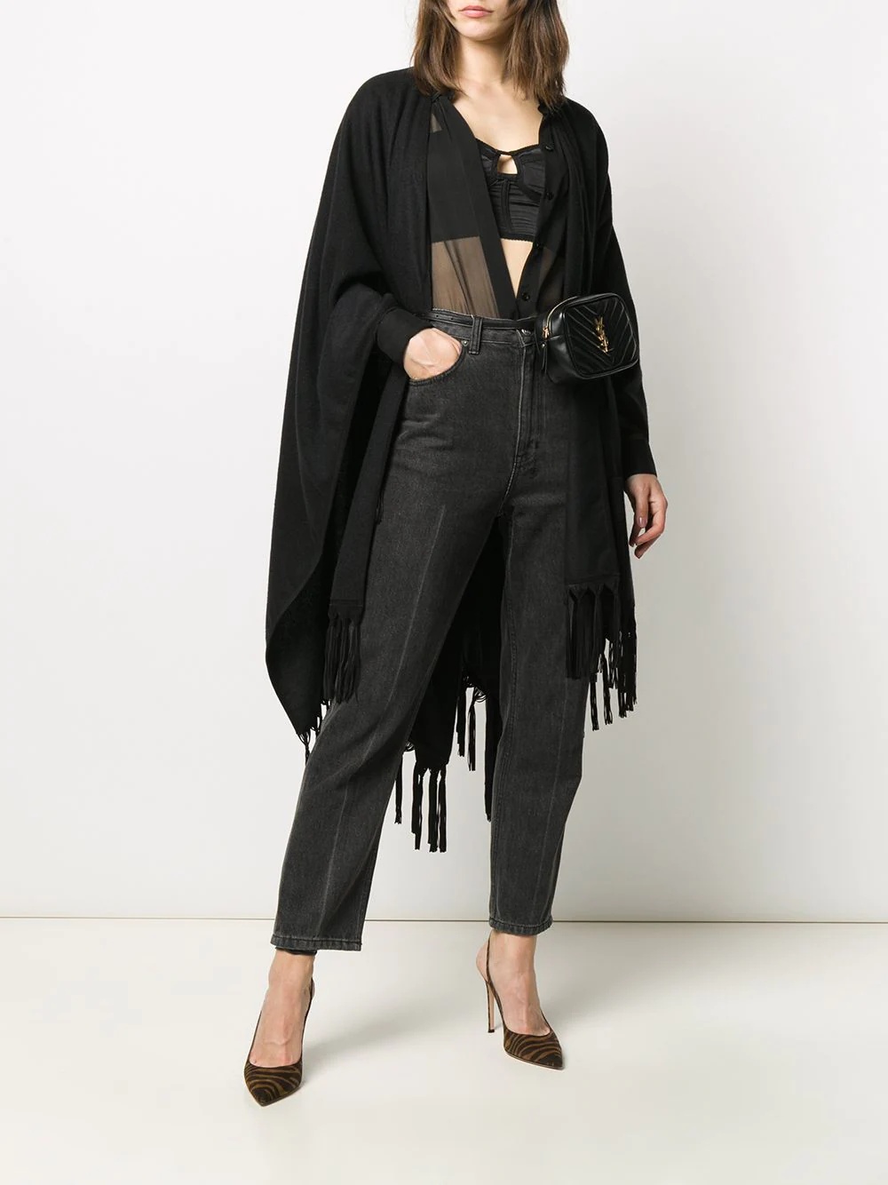 cashmere fringed poncho - 2