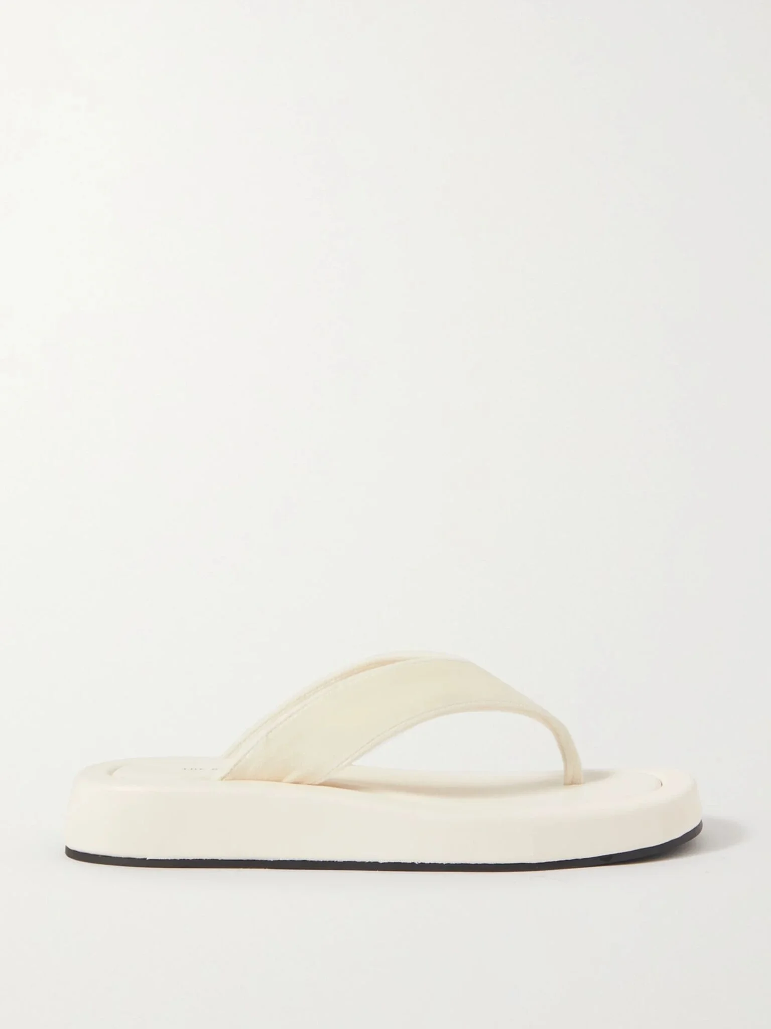 Ginza leather and velvet platform flip flops Off-white - 1