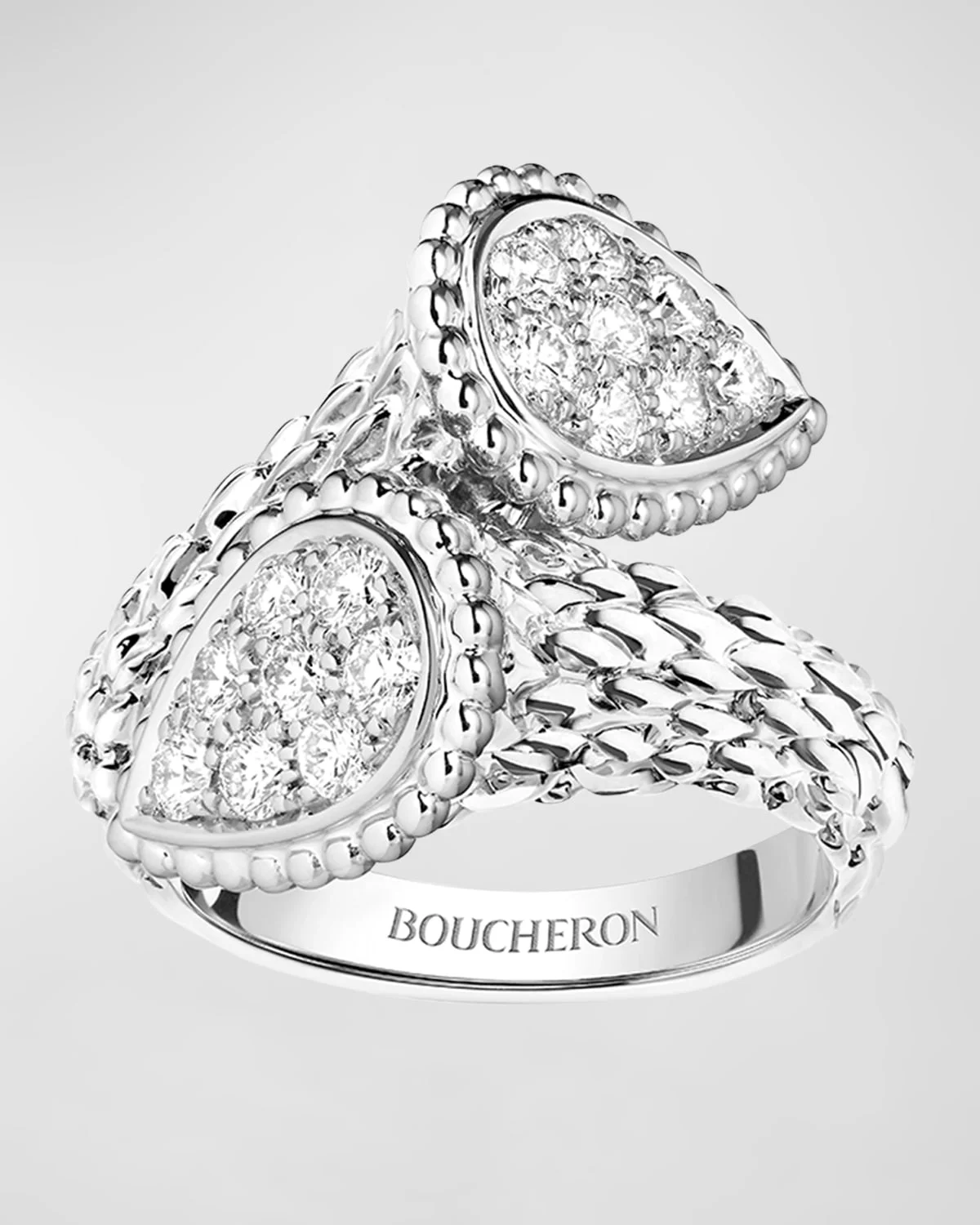 Serpent Boheme 18k White Gold Diamond Bypass Ring, EU 52 / US 6 - 1