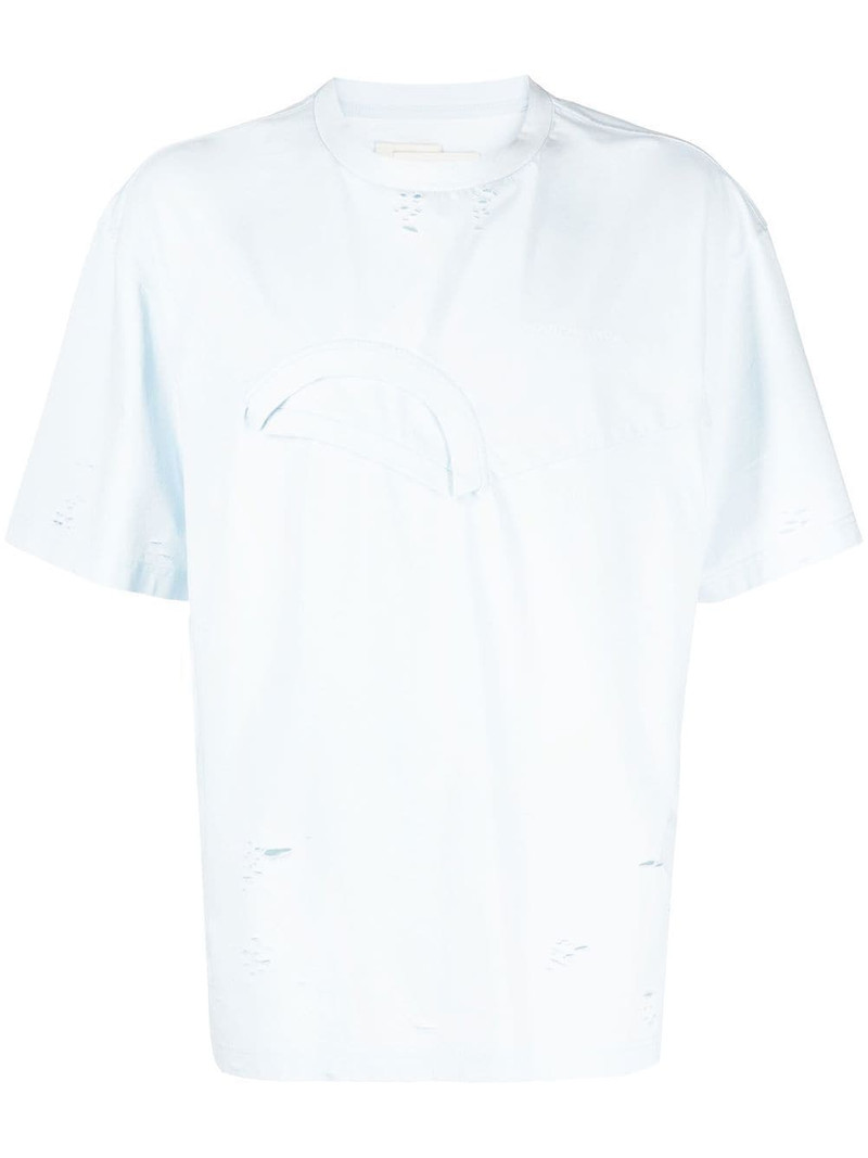 double-layer distressed effect T-shirt 1