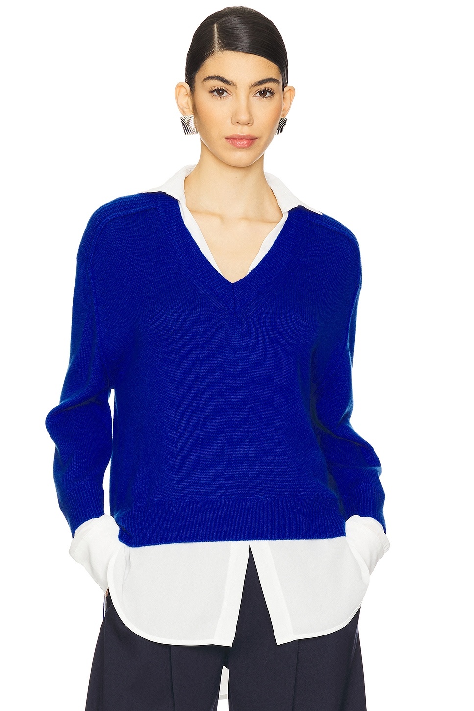 V-neck Layered Pullover - 1