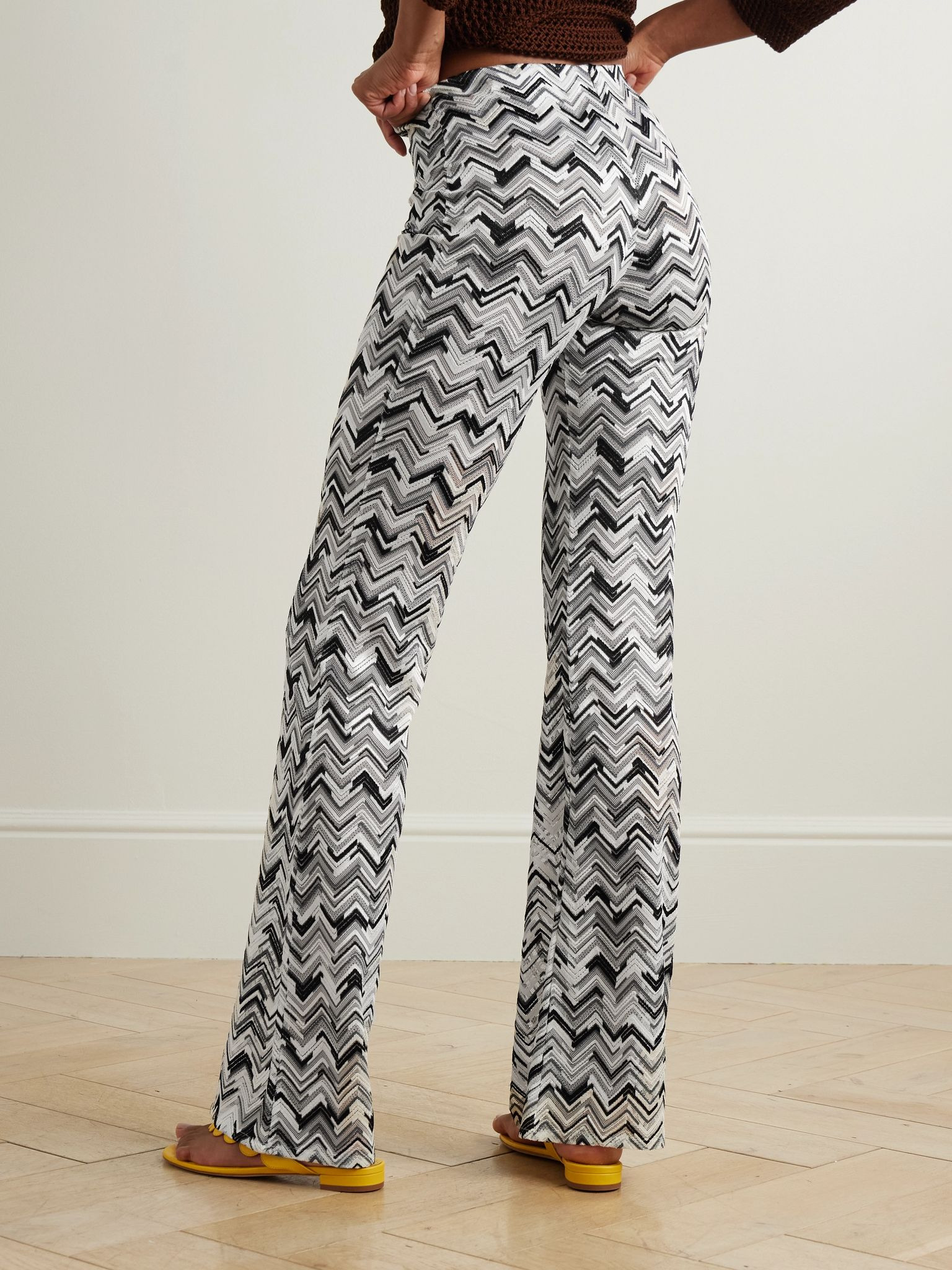 Crochet-knit straight-leg pants White - 3