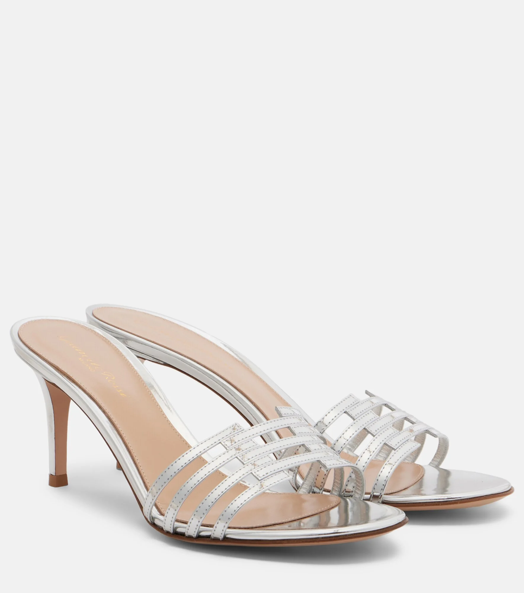 Metallic leather mules - 1