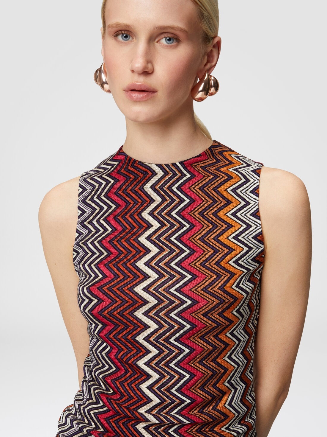Sleeveless top in wool and zigzag viscose - 4