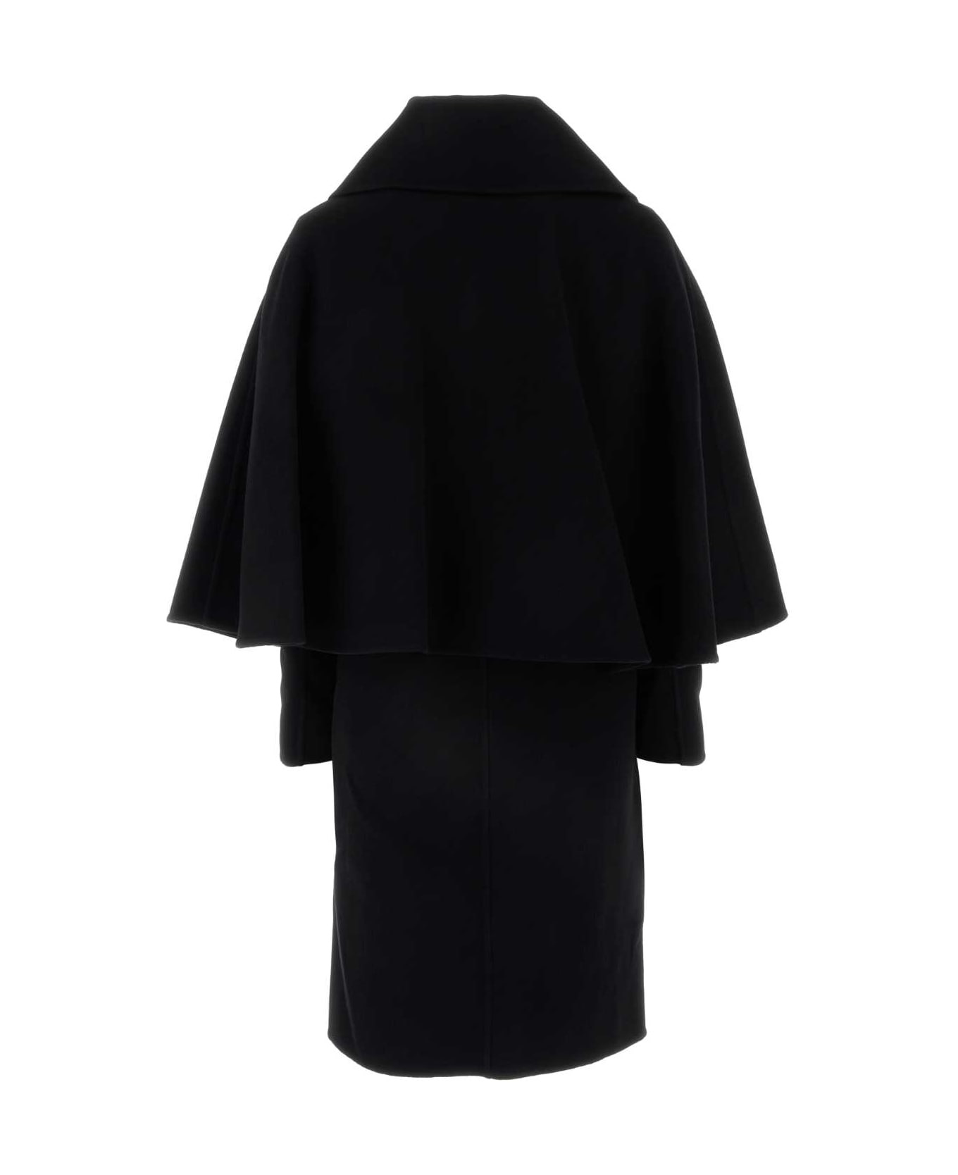 Black Wool Blend Coat - 2