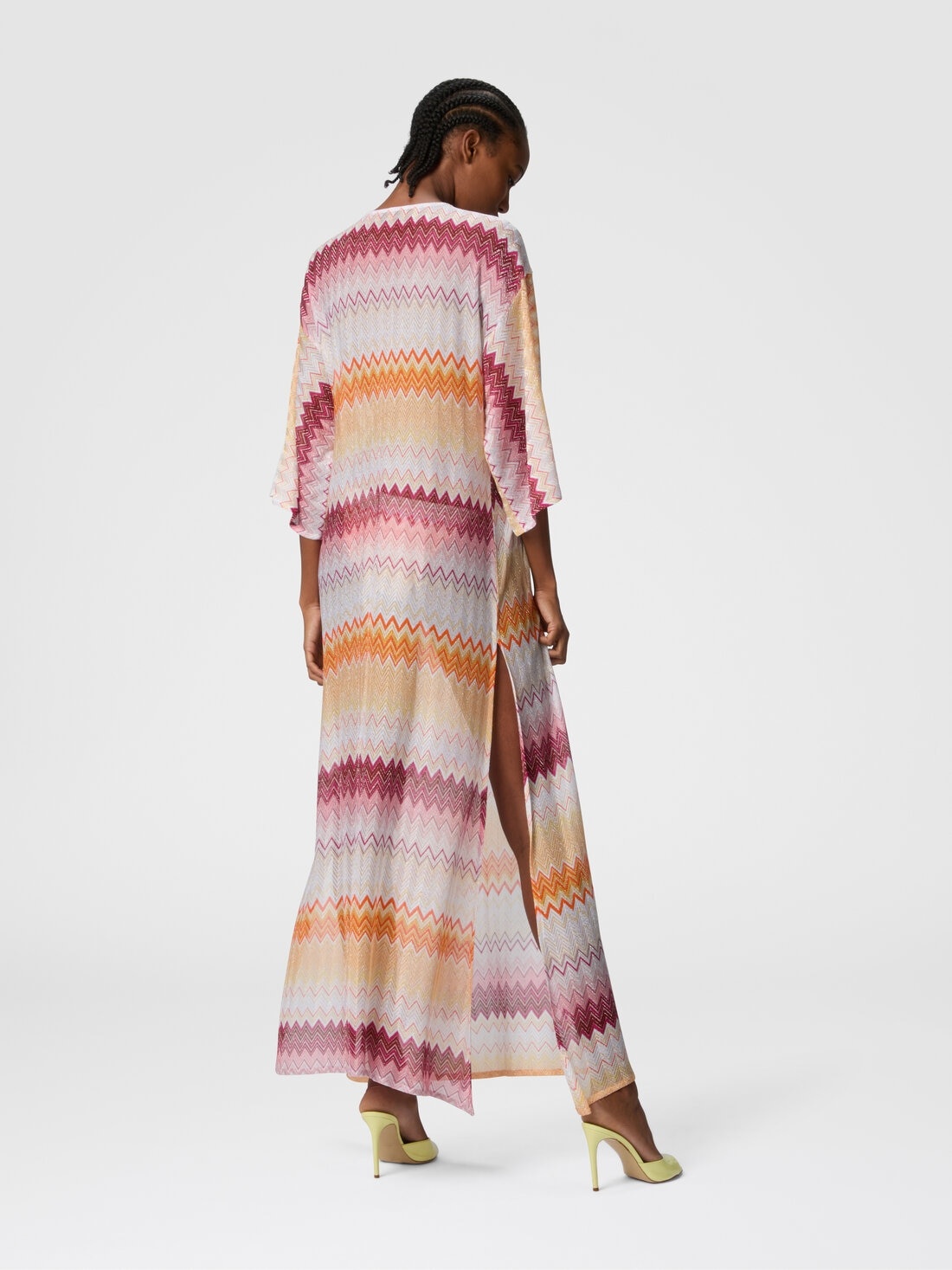 Long cover-up in zigzag lamé viscose blend - 3
