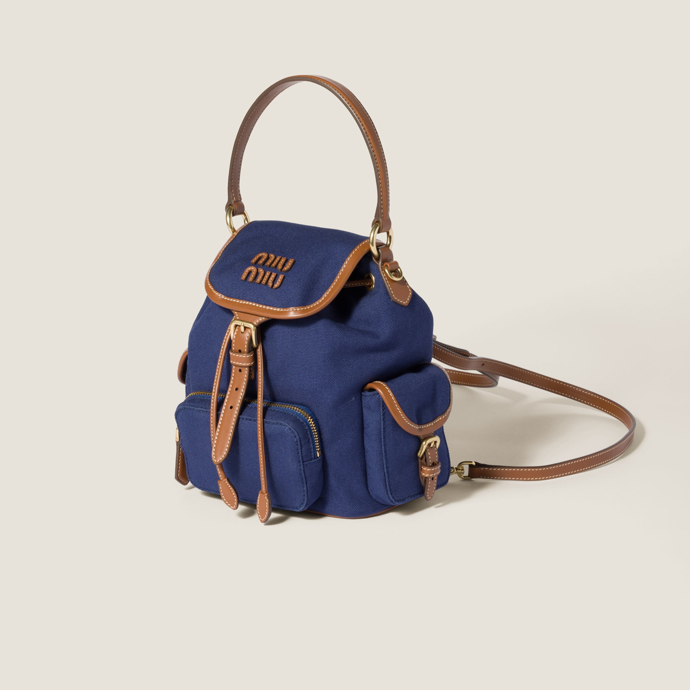 Canvas and leather backpack - 3