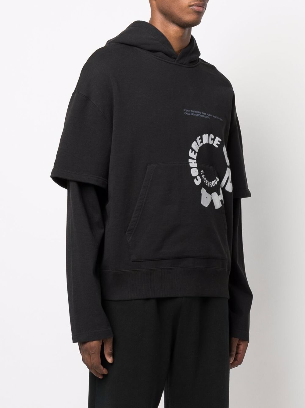 Coherence logo-print layered hoodie - 3