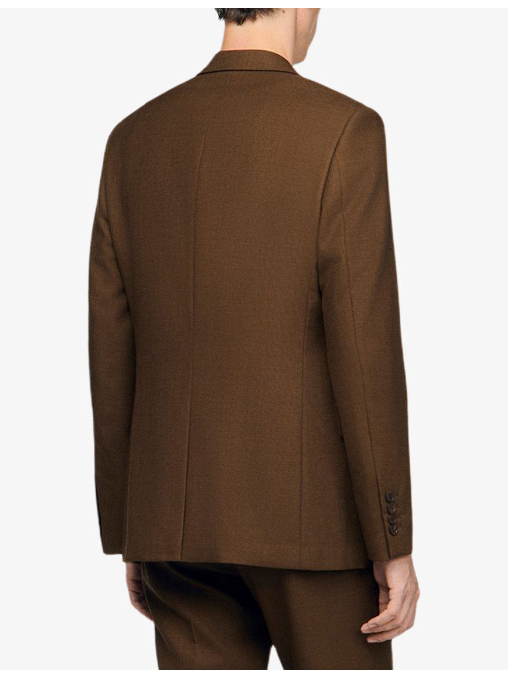 Notched-Lapel Long-Sleeve Wool Suit Jacket - 4