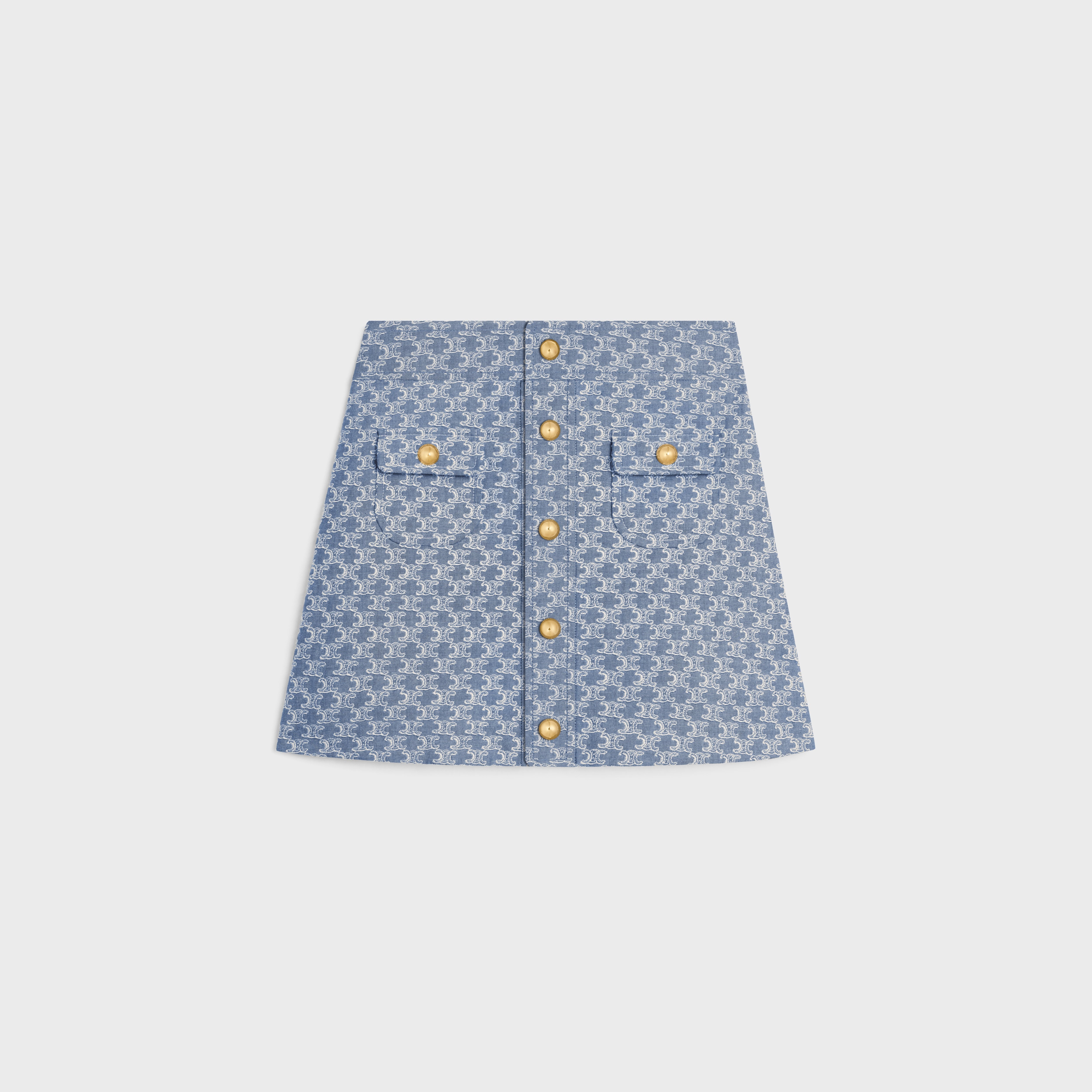 ミニスカート Celine Mini Skirt CELINE mini skirt in monogram chambray cotton | celine