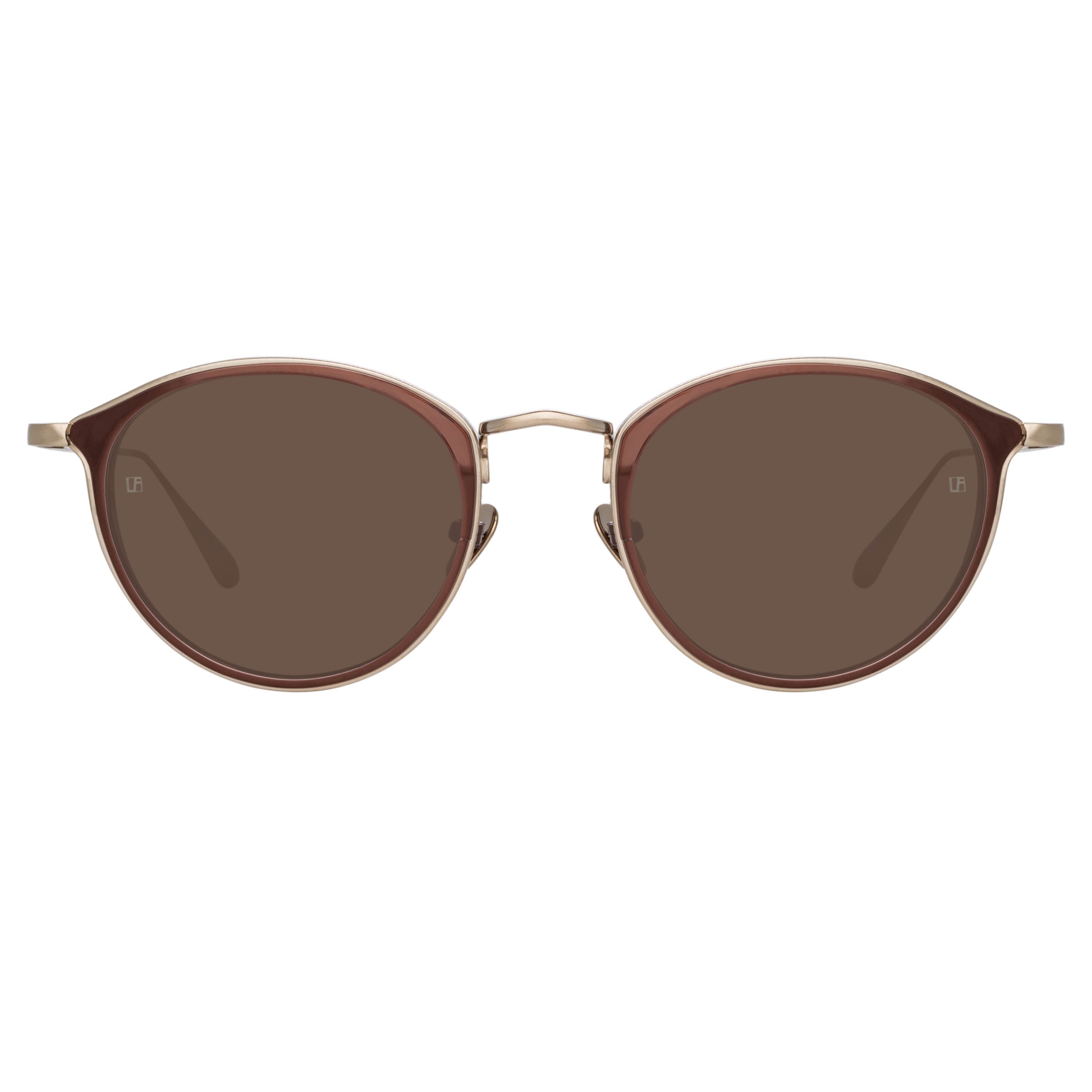 LUIS OVAL SUNGLASSES IN LIGHT GOLD AND BROWN - 1