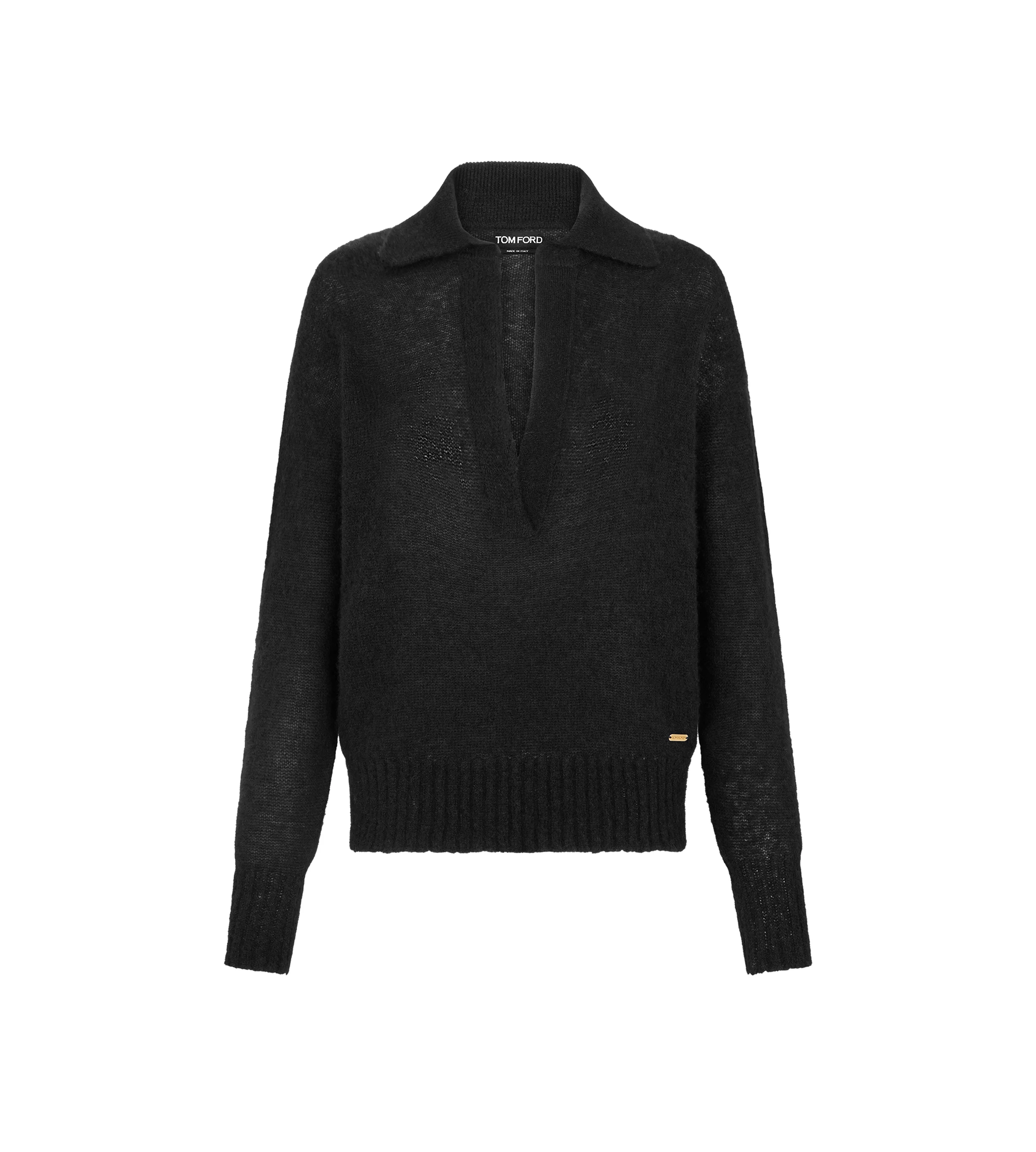 LONG SLEEVE CASHMERE SILK POLO - 1