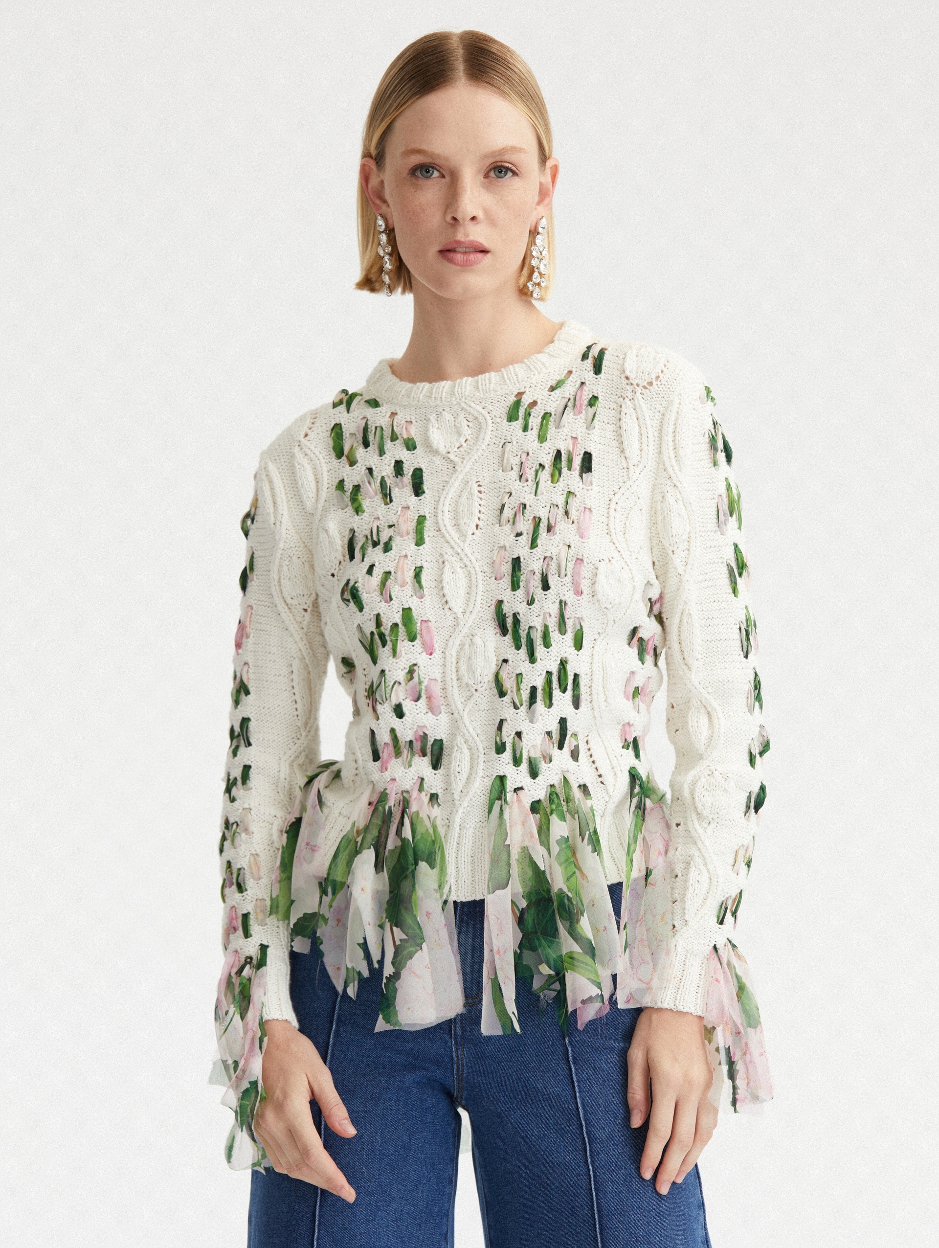 CHIFFON WOVEN LONG SLEEVE PULLOVER - 2