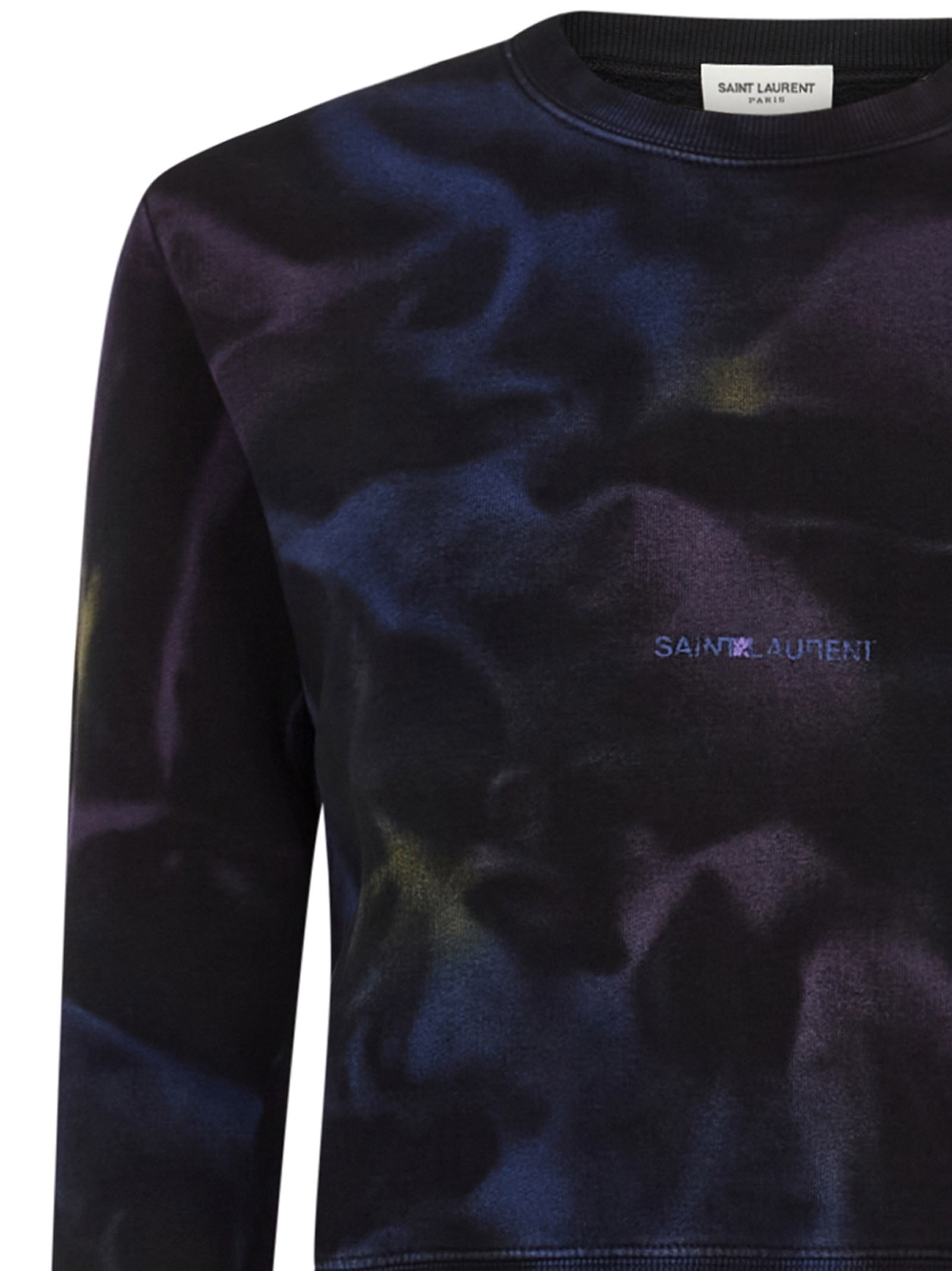 Black cotton short sweatshirt with all-over tie-dye pattern and front logo. - 3