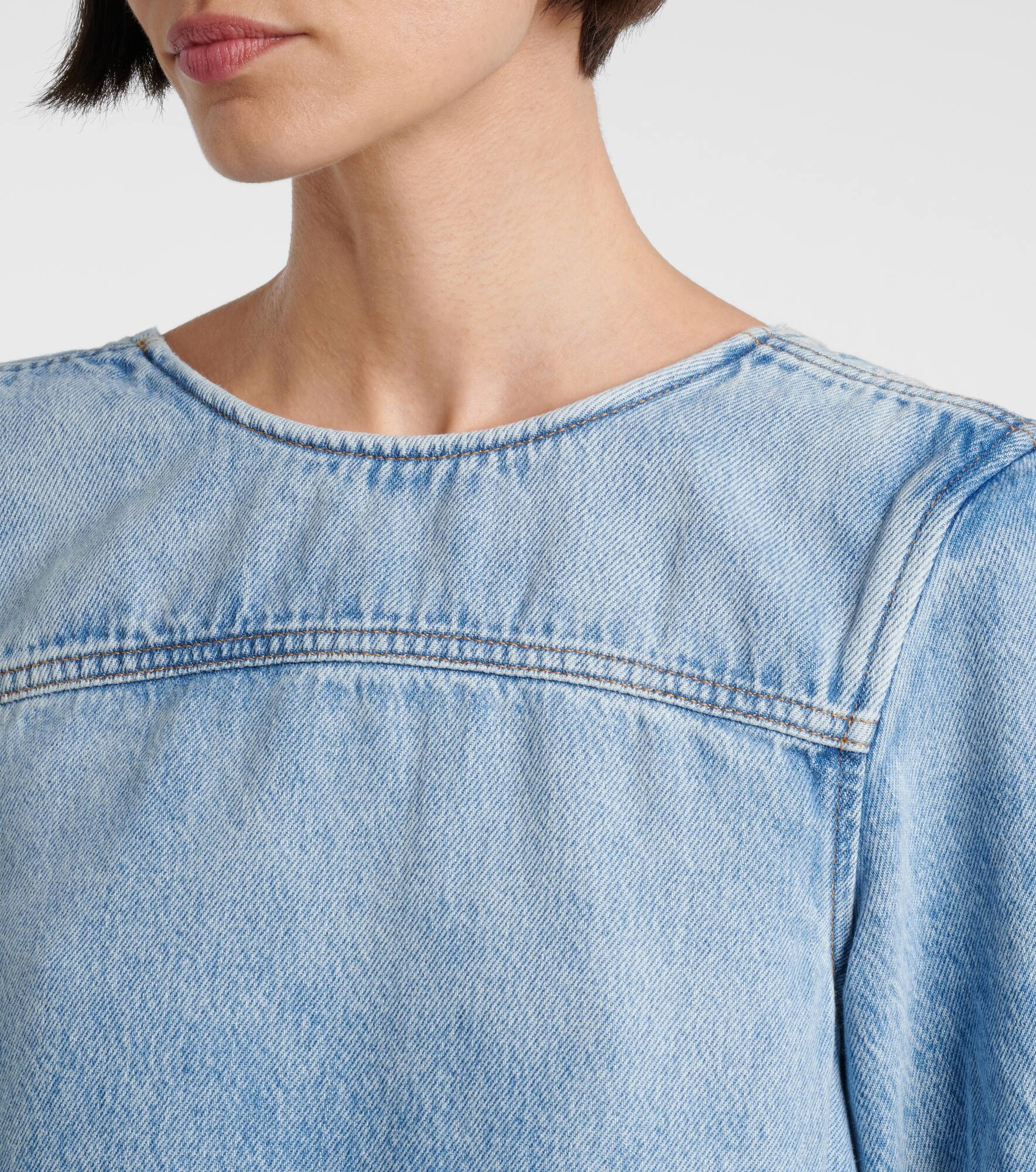 Ruffled denim minidress - 4
